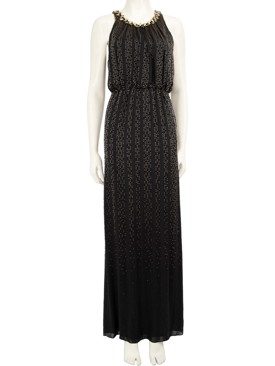 Jenny Packham Black Crystal Embellished Maxi Dress
