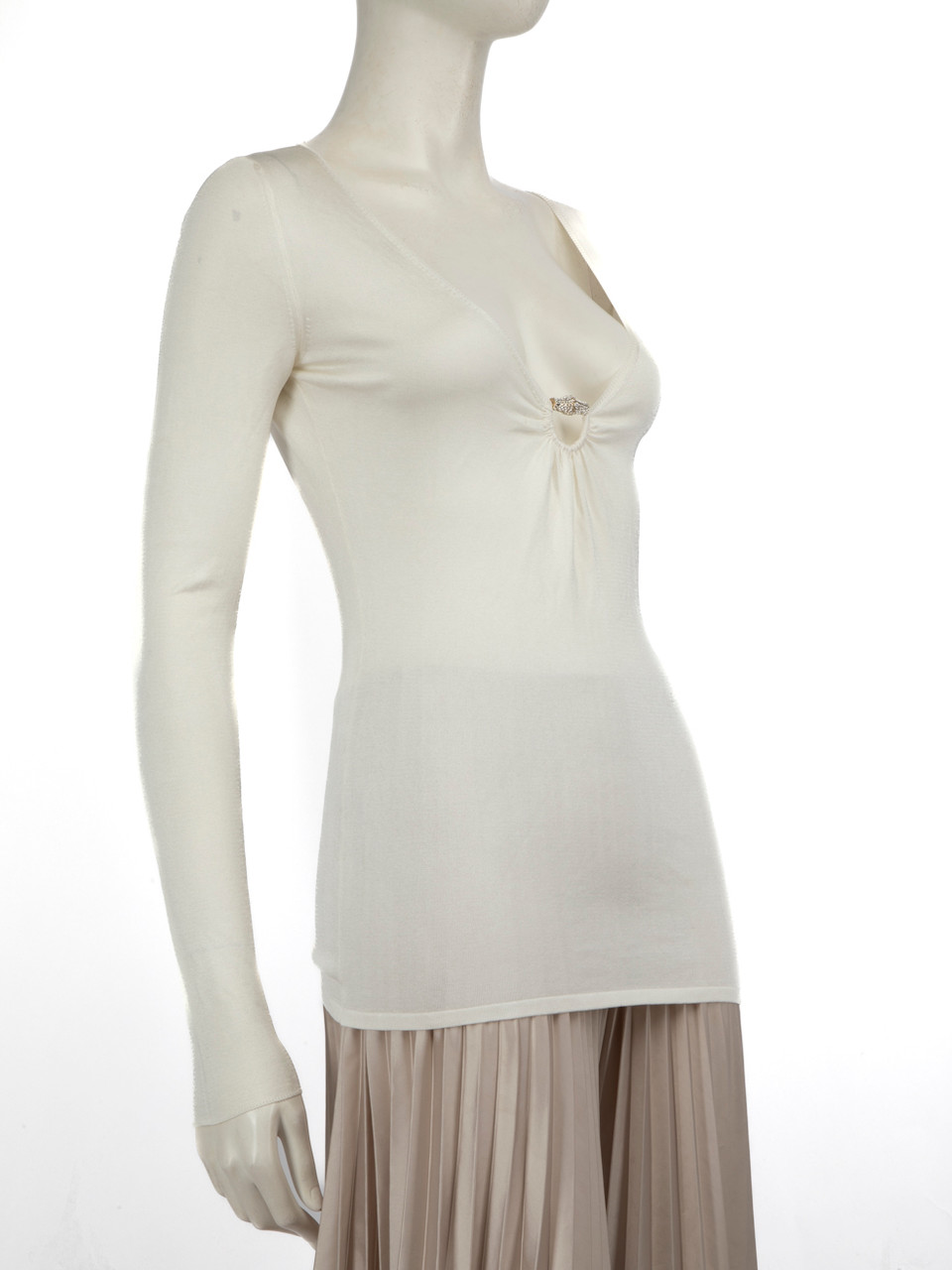 Gucci White Embellished Bamboo Top