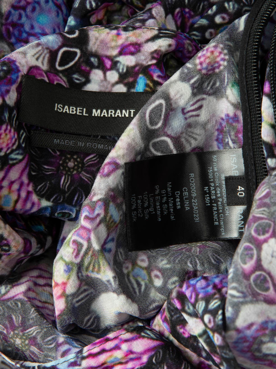 Isabel Marant Purple Silk Celina Ruched Dress