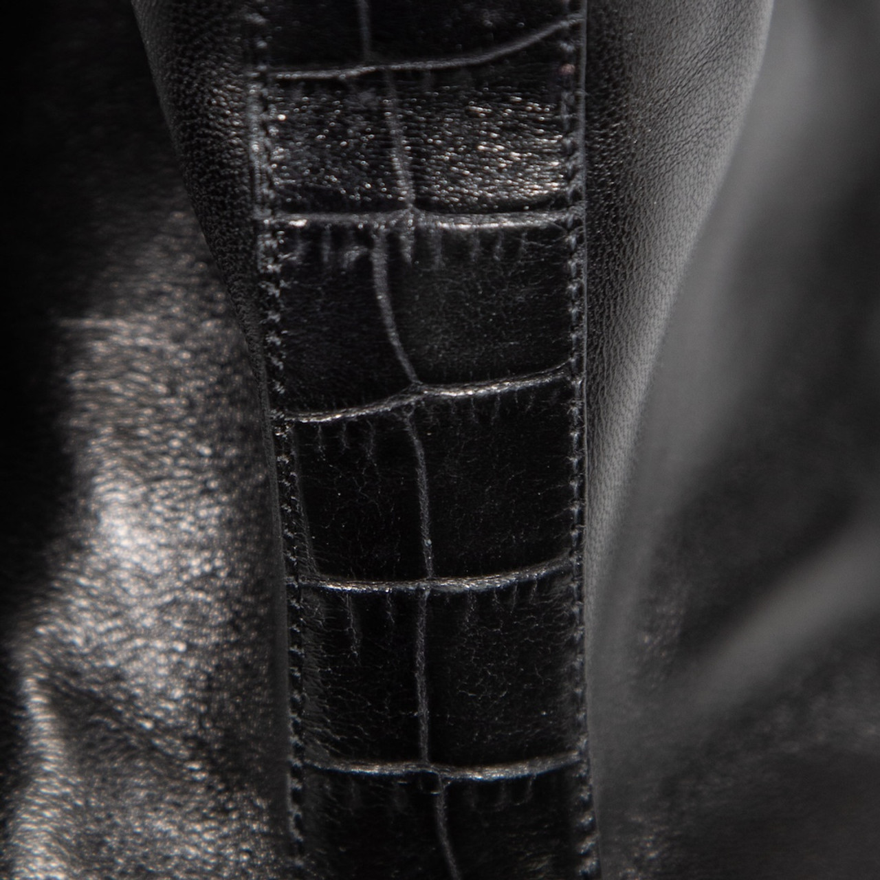 Versace Black Leather Crocodile Patterned Boots