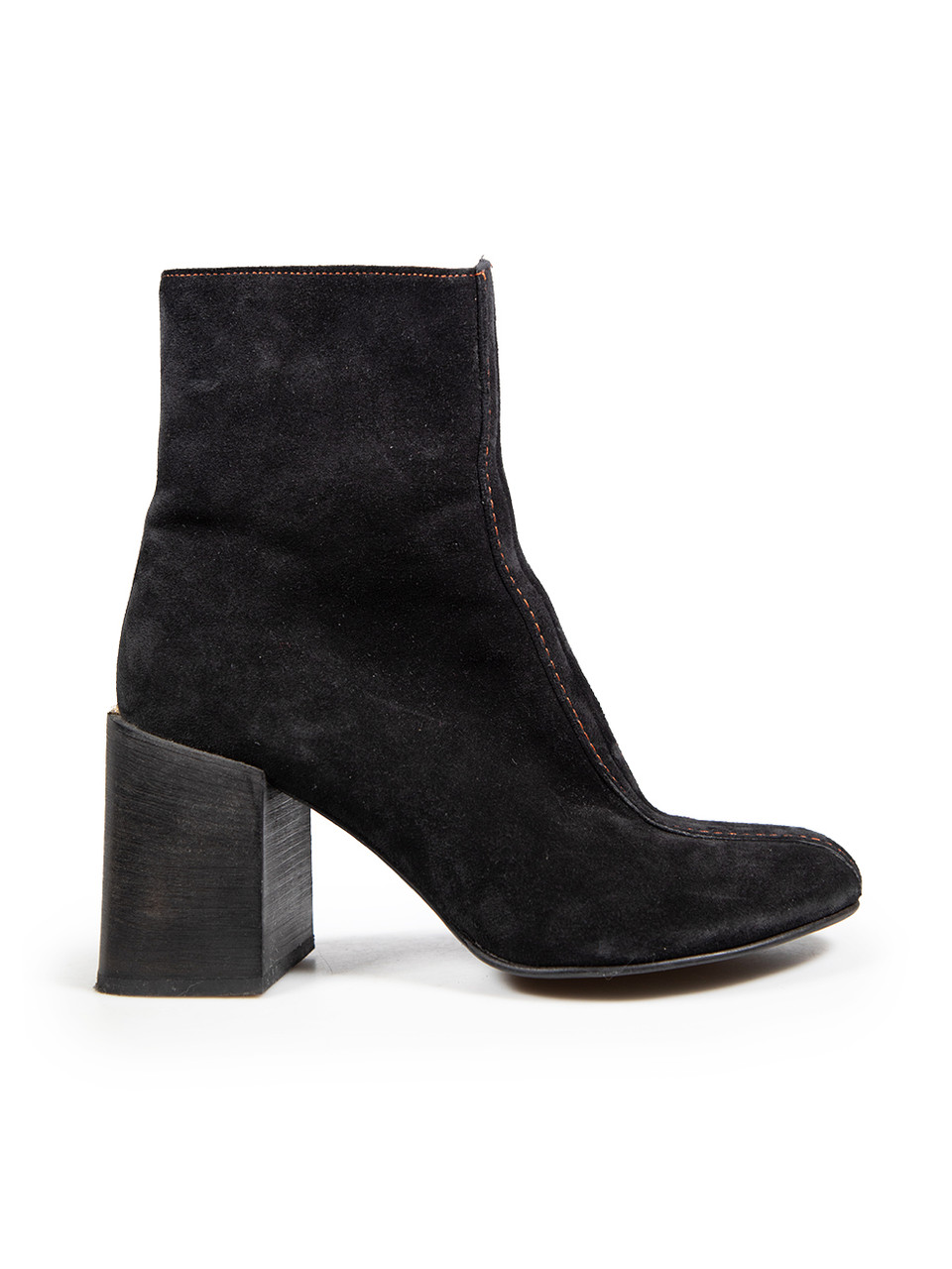 Acne Studios Black Suede Topstitch Detail Boots