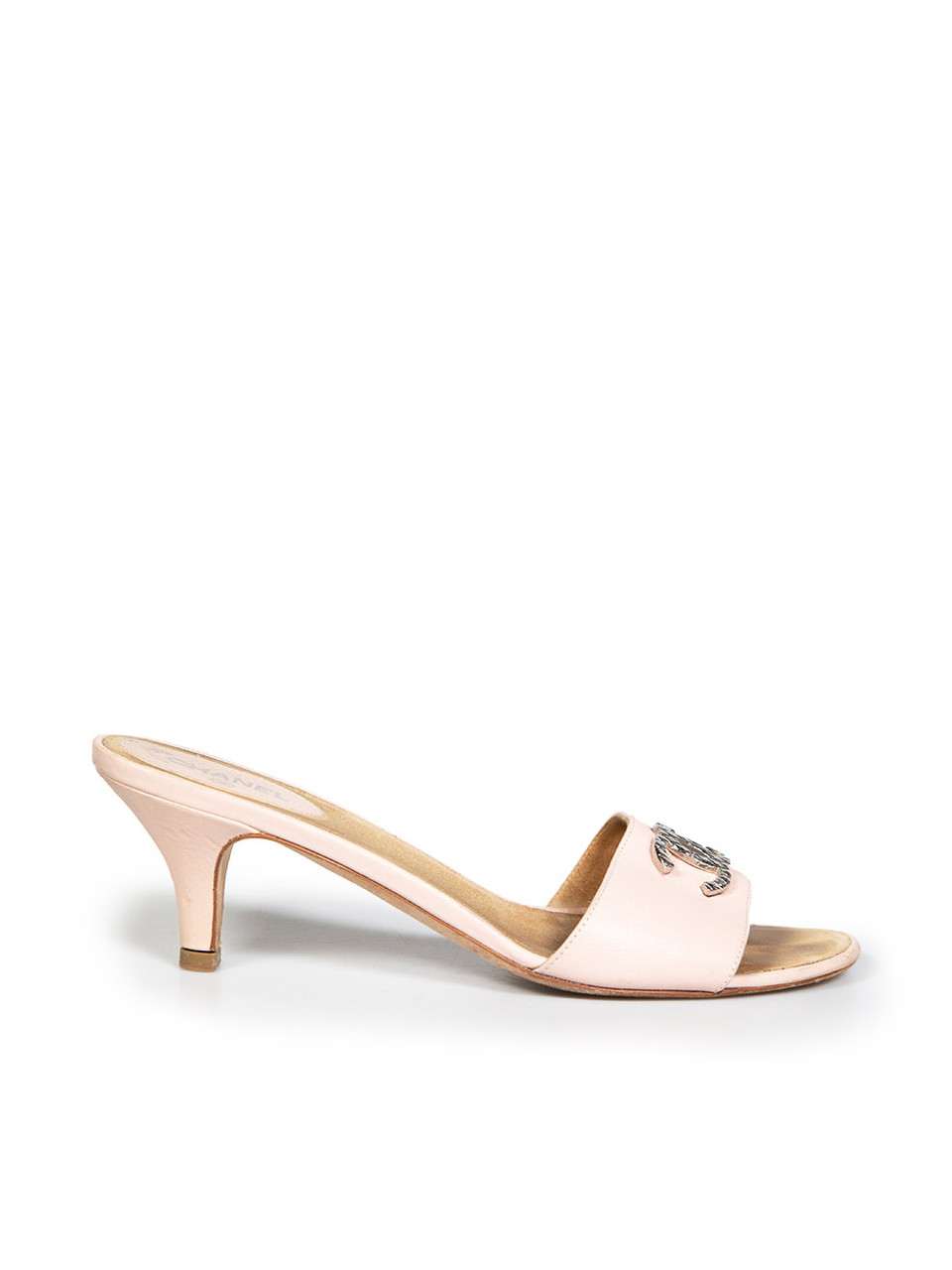 Chanel Pink Leather CC Logo Sandals