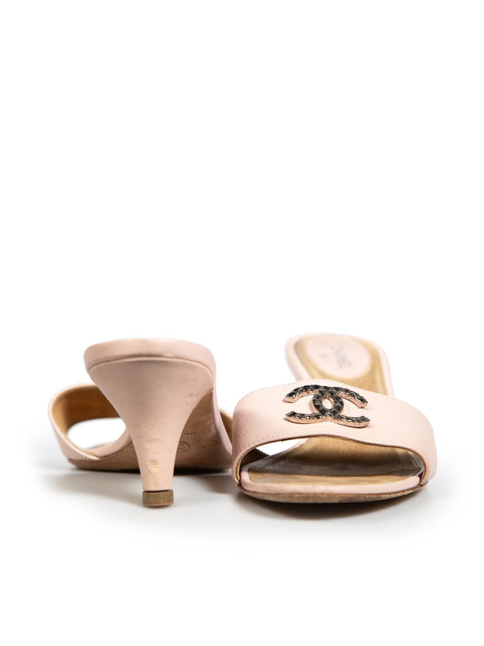 Chanel Pink Leather CC Logo Sandals