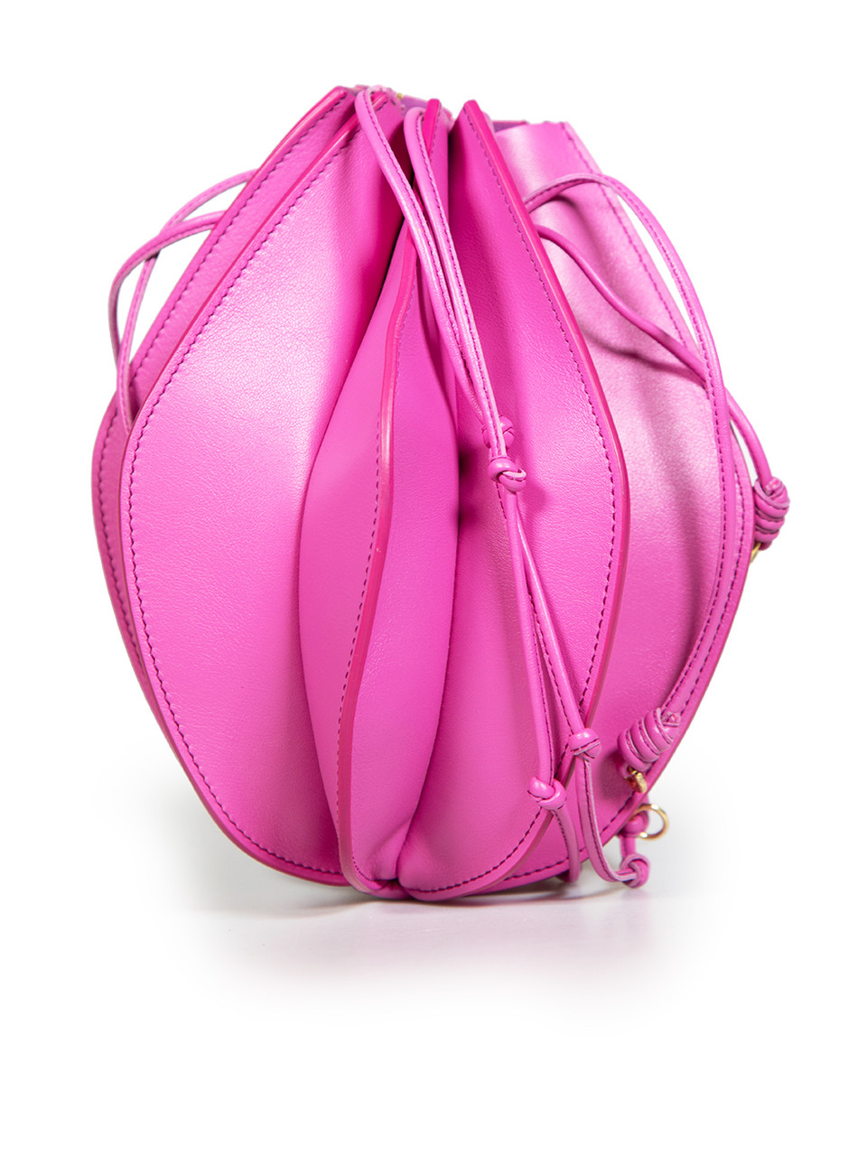 Ulla Johnson Pink Leather Lotus Flower Pochette Bag