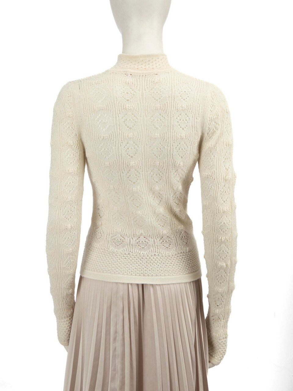 Chloé See By Chloé White Alpaca Long Sleeve High Neck Knit Top