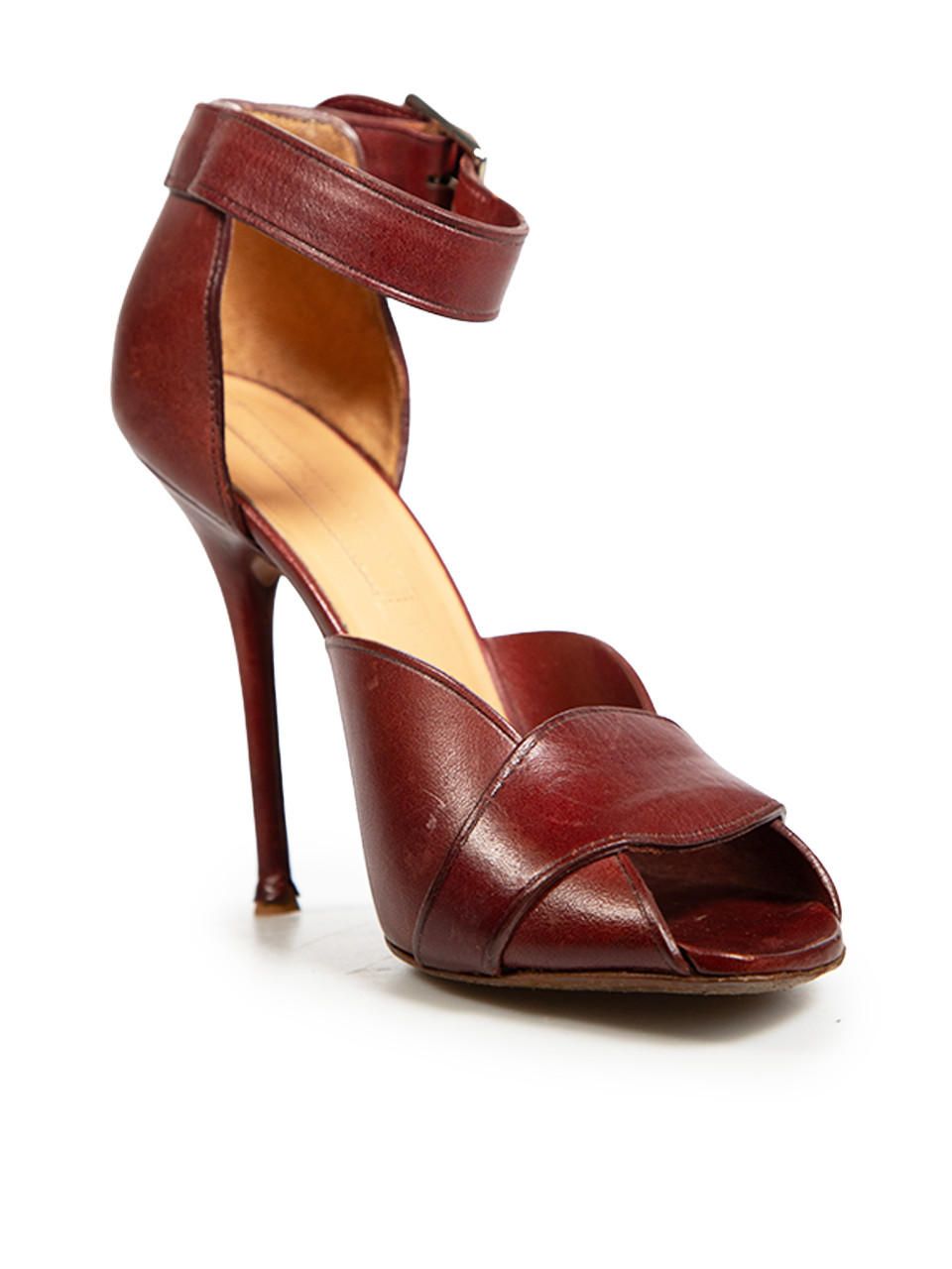 Céline Brown Leather Ankle Strap Heels