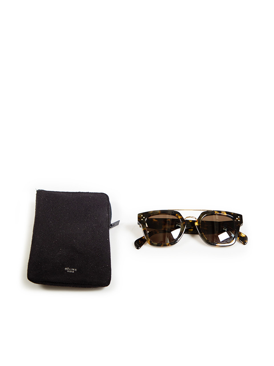 Céline Brown Square Tortoiseshell Sunglasses