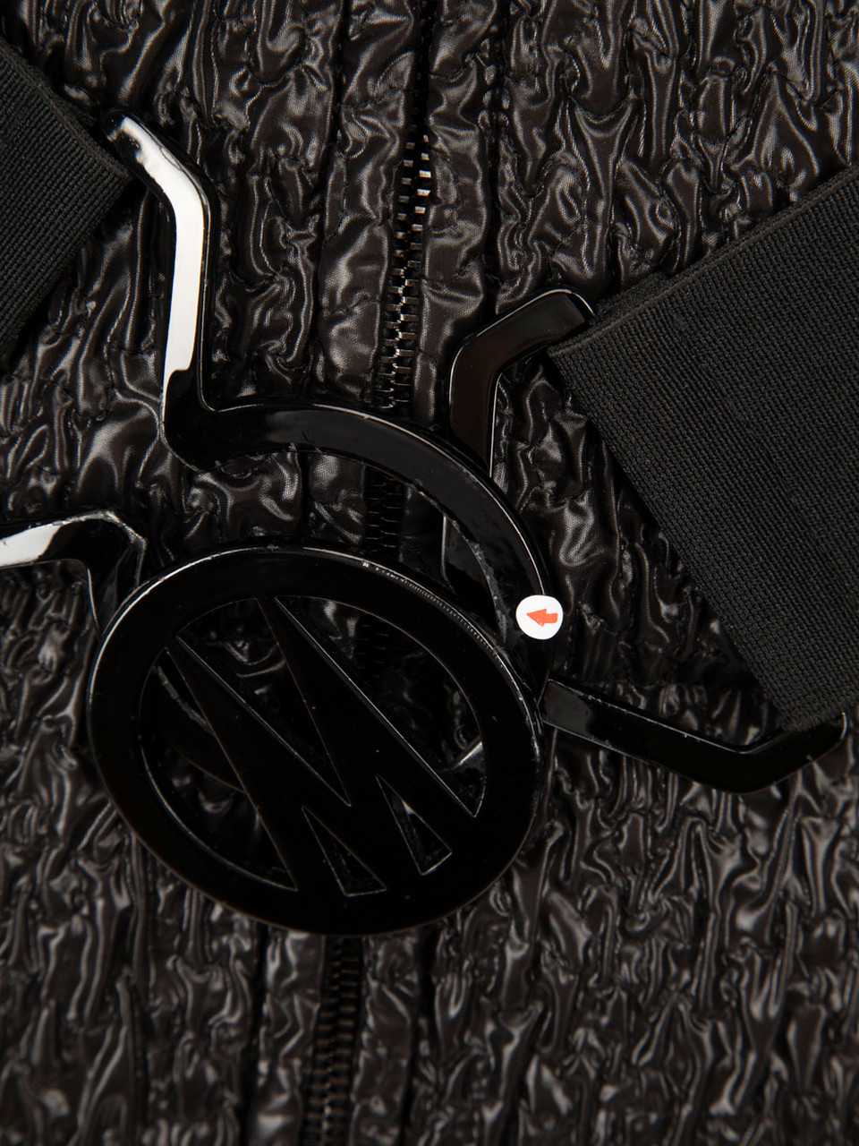 Moncler Black Ruched Fur Trim Puffer Jacket