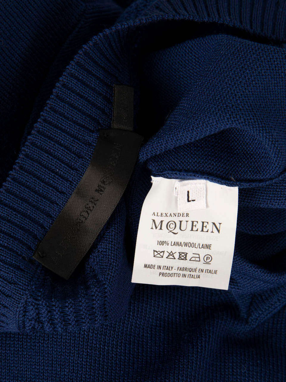 Alexander McQueen Blue Wool Knit V-Neck Jumper