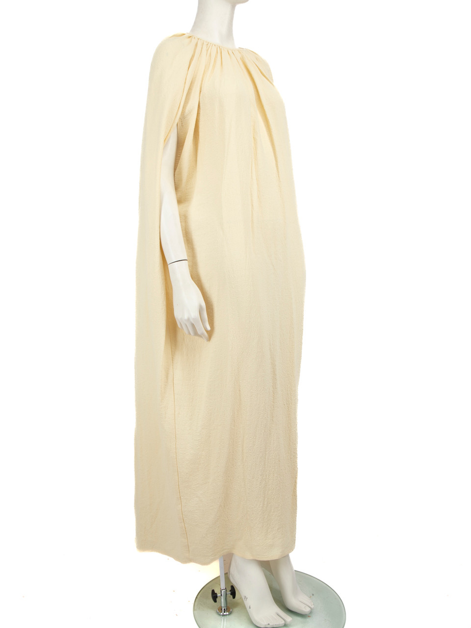 Totême Yellow Maxi Gathered Cape Dress