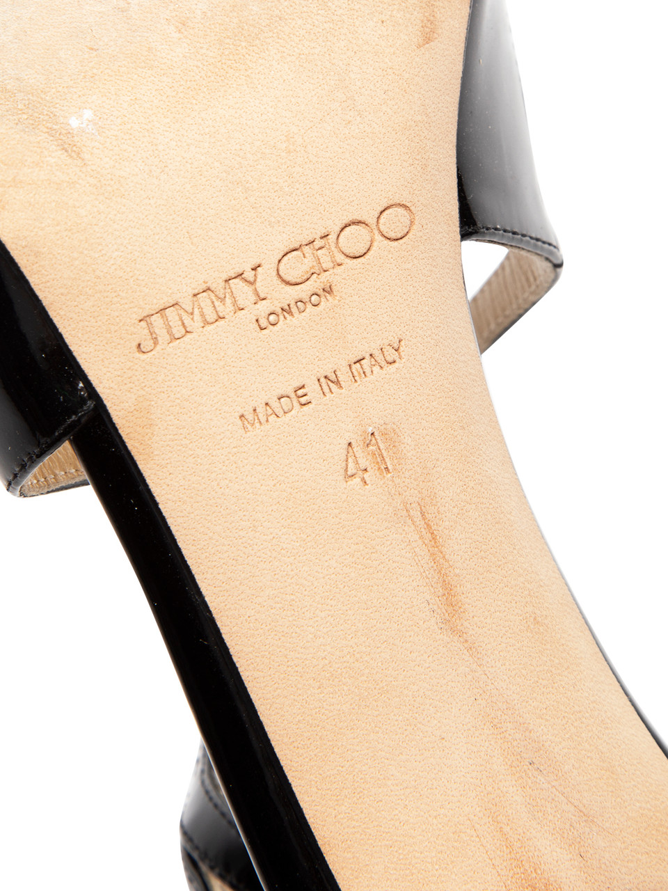 Jimmy Choo, Patent Leather Open Toe Strappy Heels, Black