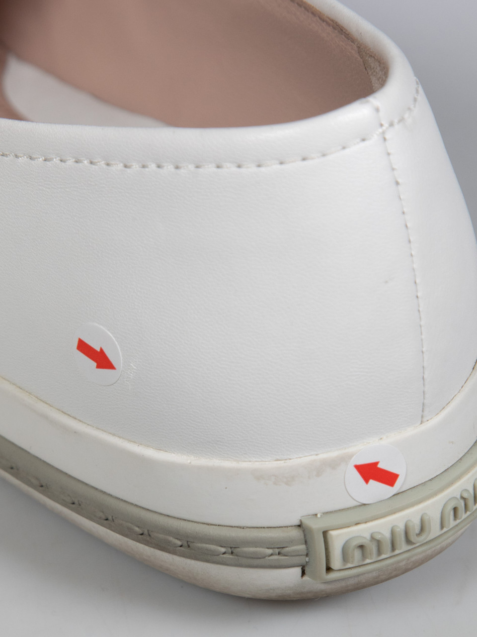 Miu Miu White Leather Cap Toe Loafers Miu Miu White Leather Cap Toe Loafers