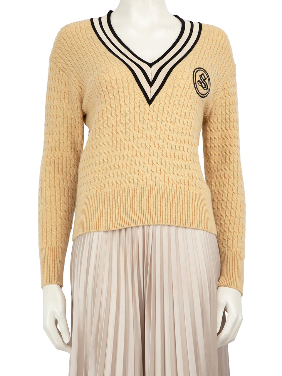 Sandro Beige V-Neck Long Sleeve Sweater