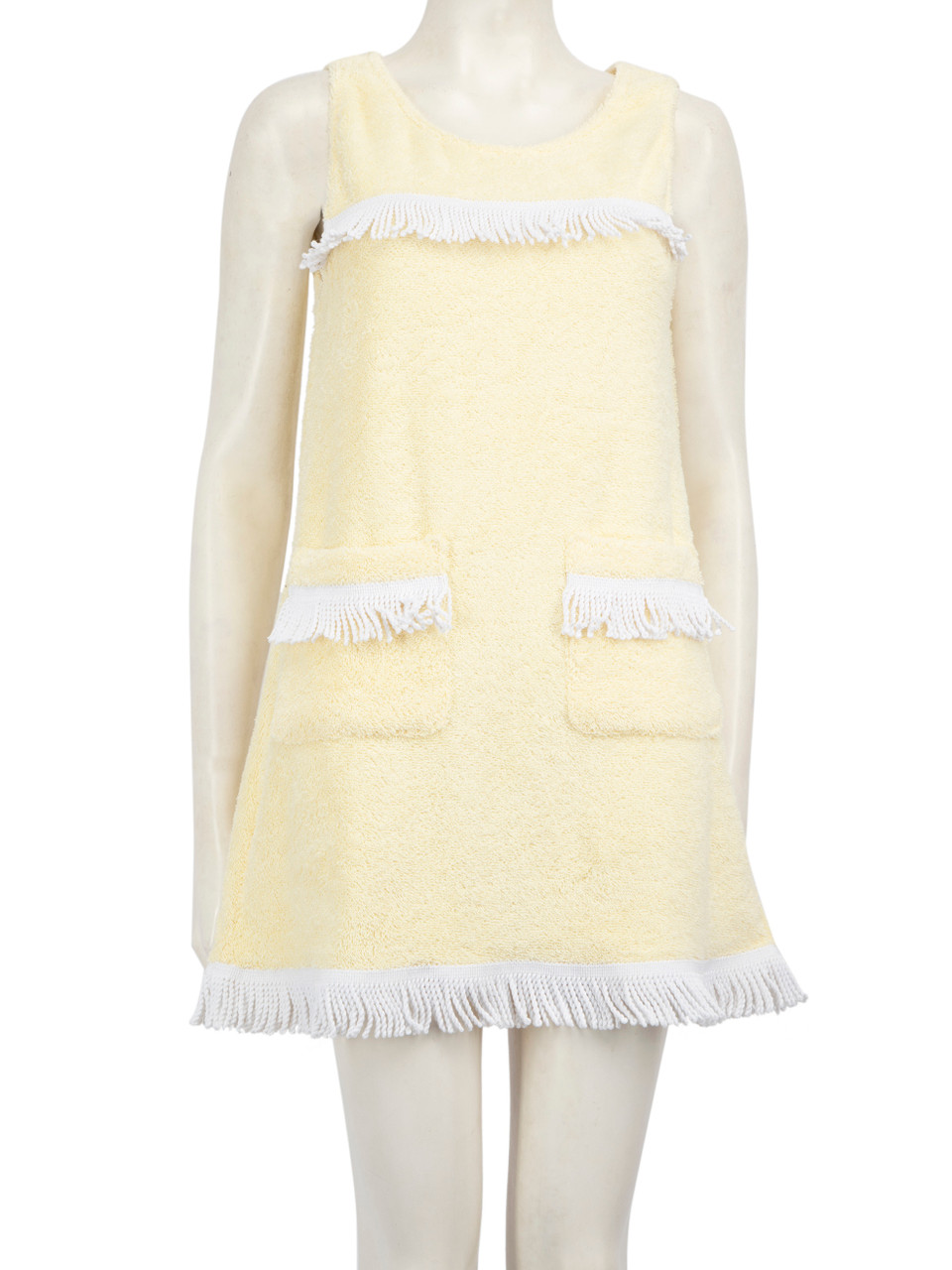 La Veste  Yellow Fringes Mini Towel Dress