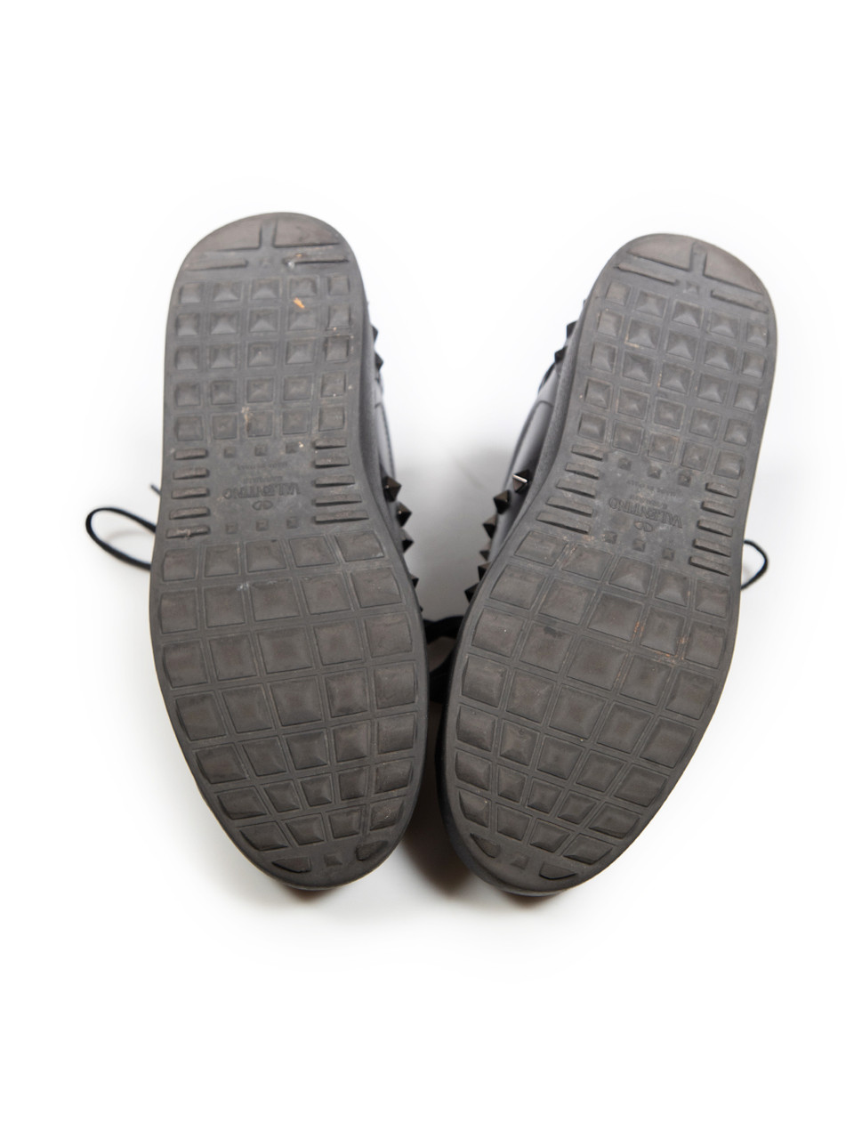 Valentino Garavani Black Leather Rockstud Trainers