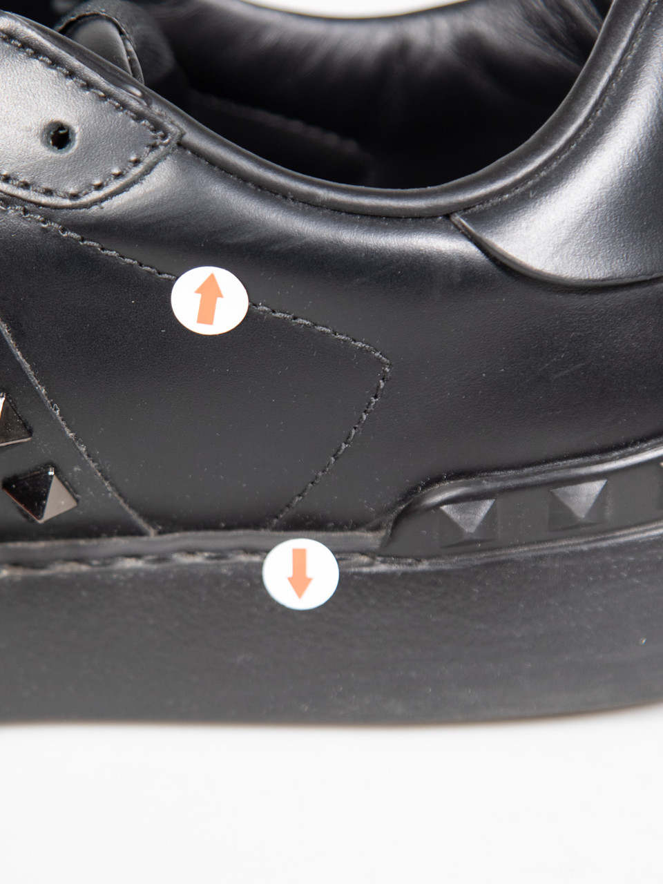 Valentino Garavani Black Leather Rockstud Trainers