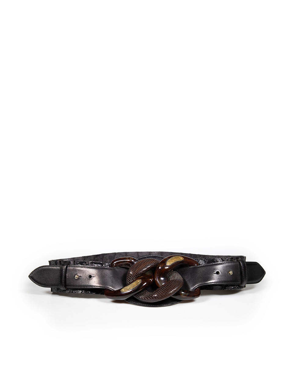 Roberto Cavalli Brown Leather Crocodile Pattern Belt Roberto Cavalli Brown Leather Crocodile Pattern Belt