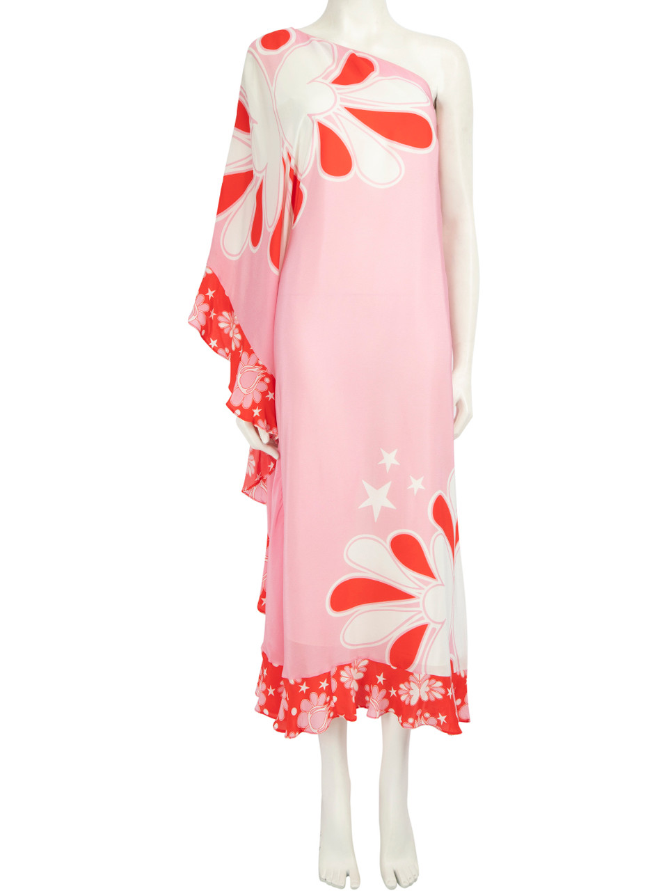 Borgo De Nor Pink Floral Print One Sleeve Dress