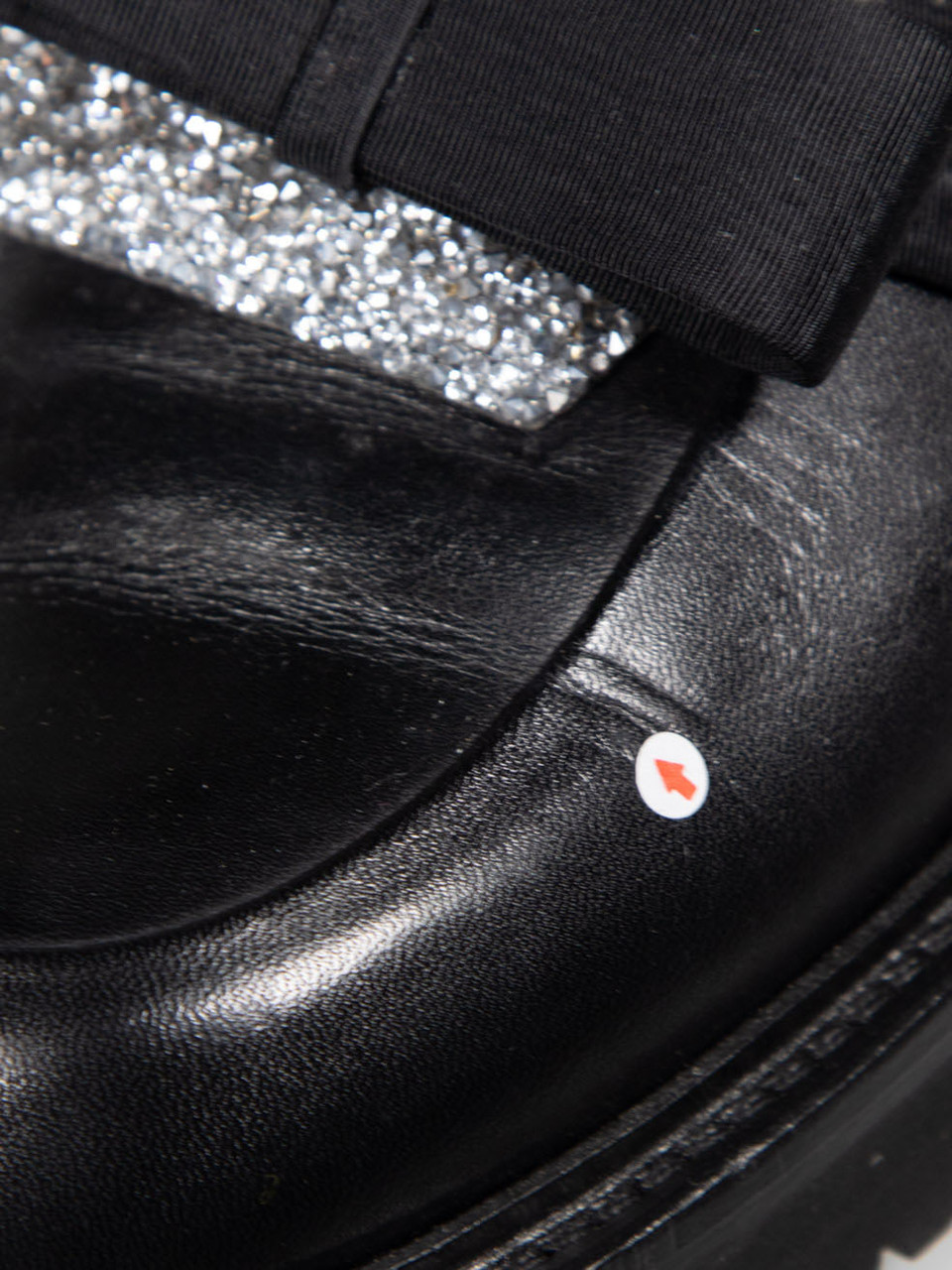 Rupert Sanderson Black Leather Bow & Crystal Loafers