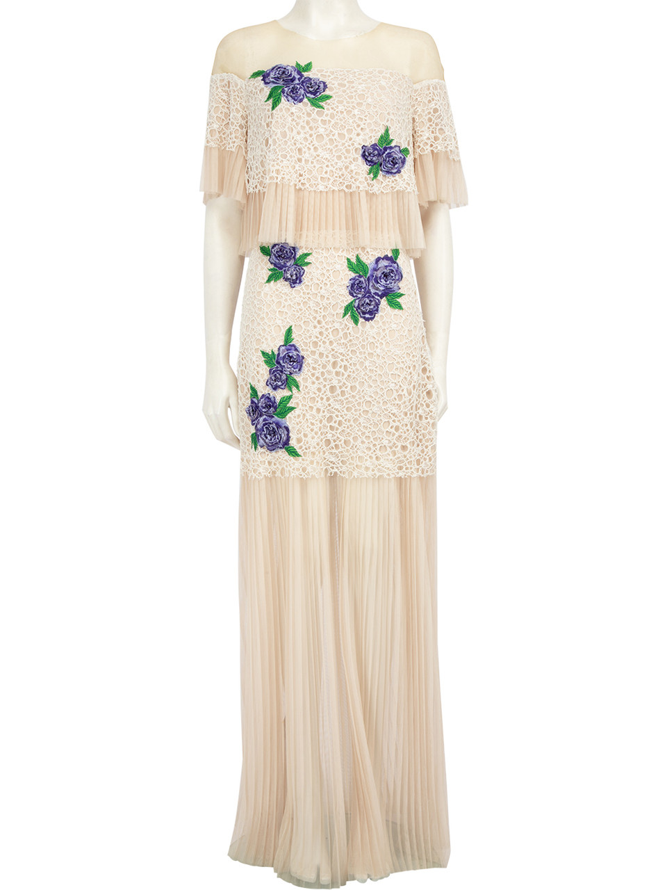 Tadashi Shoji  Floral Embroidered Maxi Gown