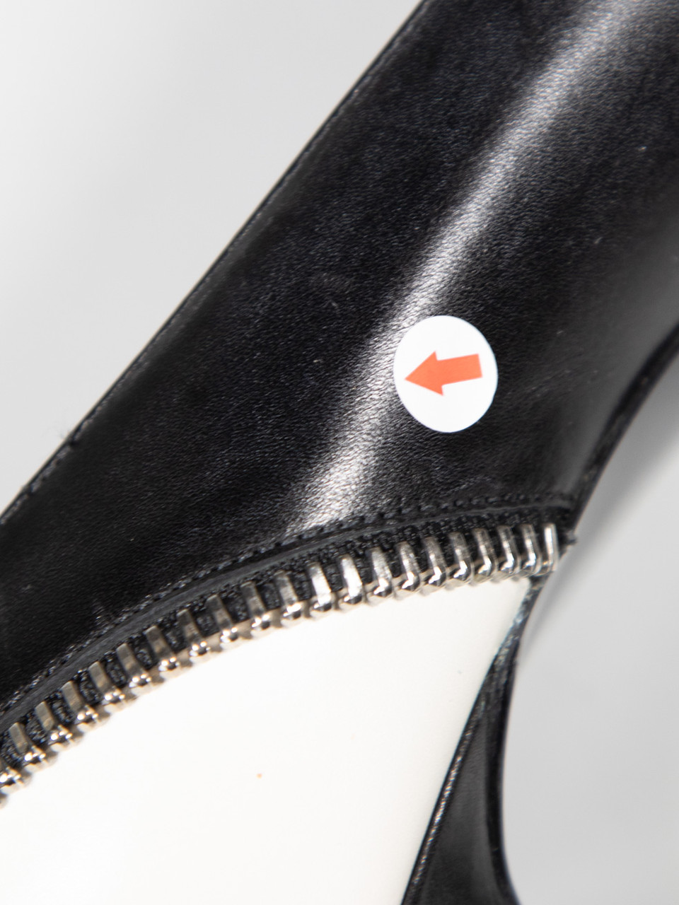 Saint Laurent Black & White Leather Zip Pumps