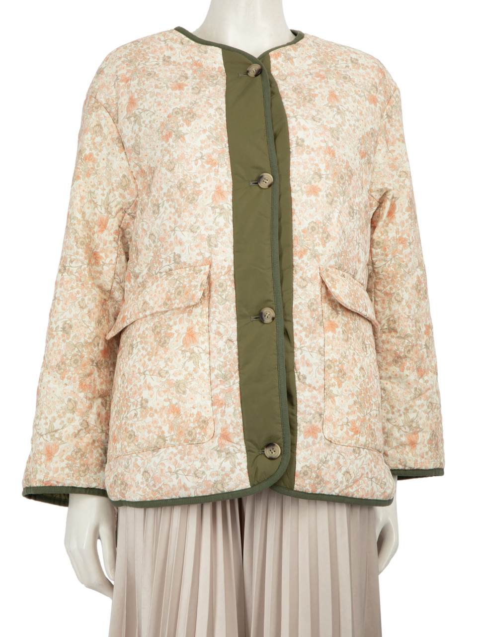 Maje Floral Print Reversible Quilted Jacket