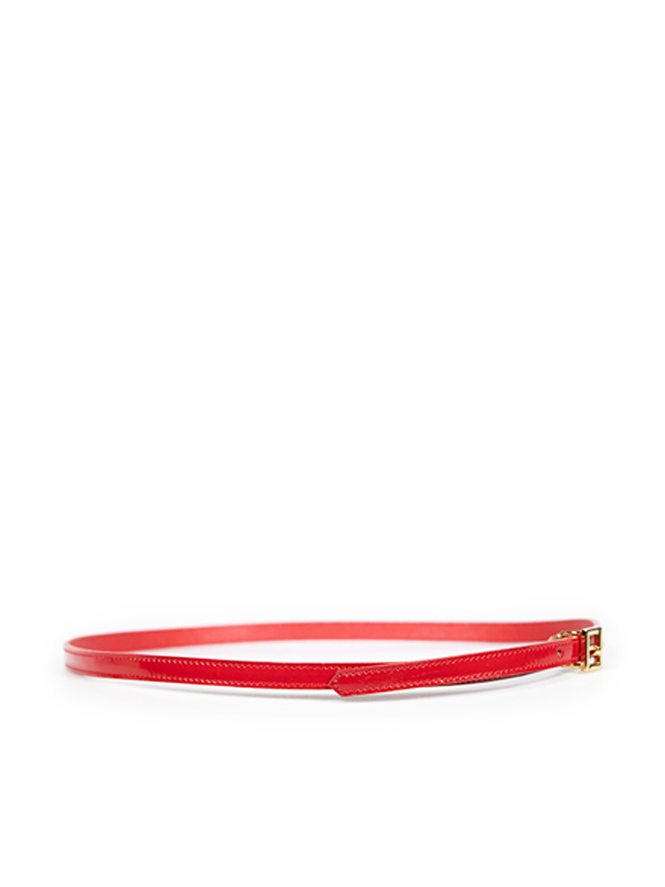Fendi Red Leather FF Logo Thin Belt
