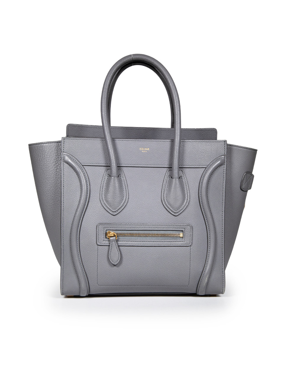 Céline Grey Leather Luggage Micro Tote Bag