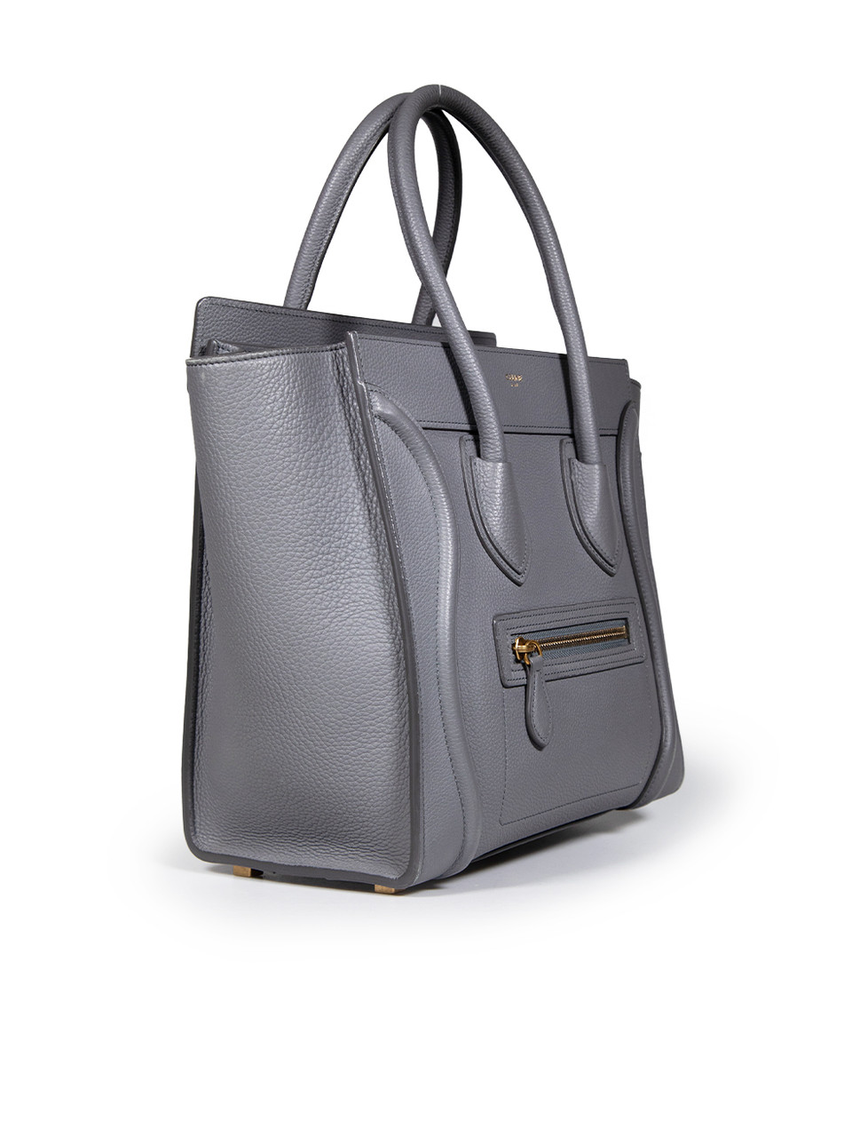 Céline Grey Leather Luggage Micro Tote Bag