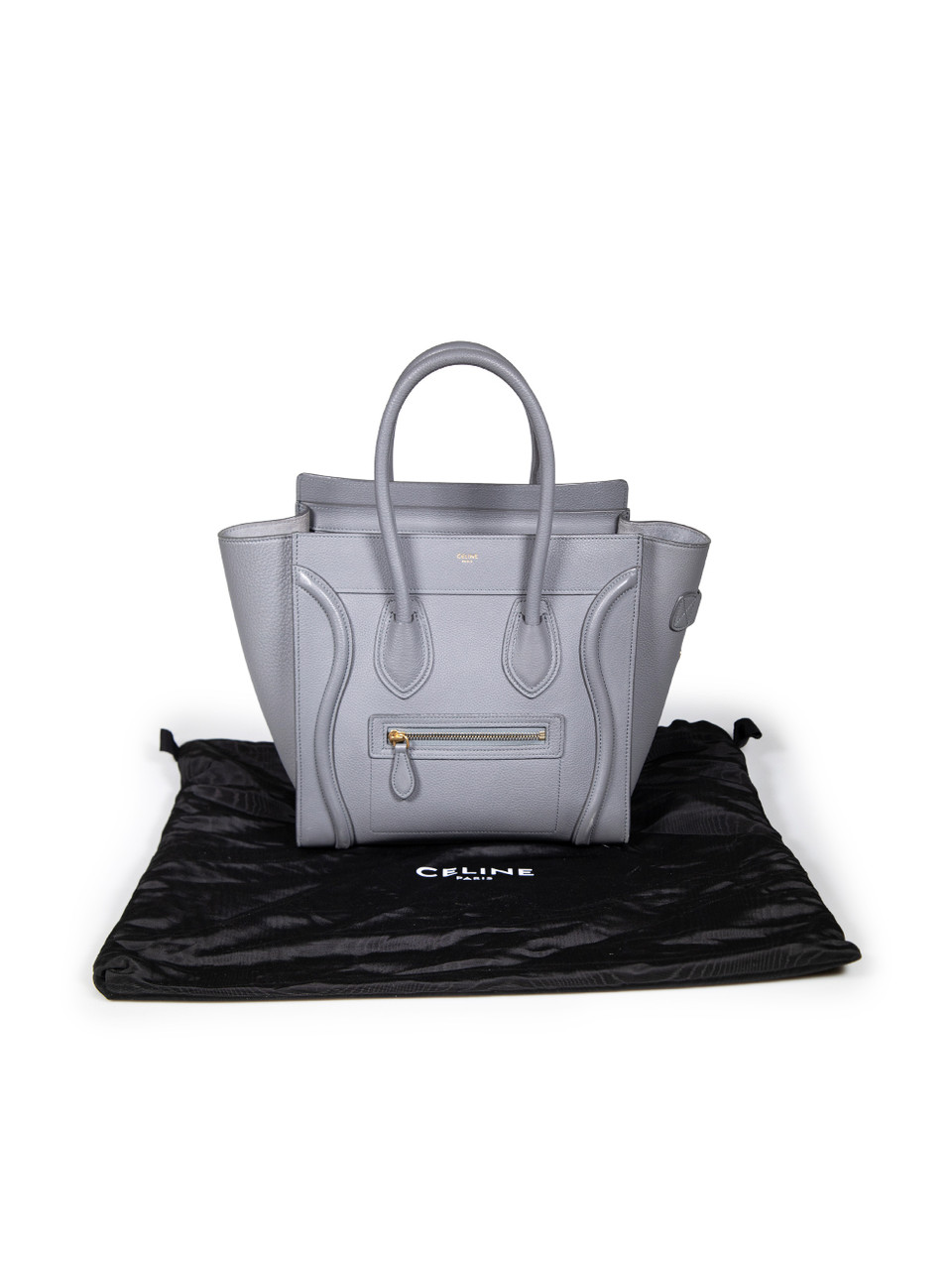 Céline Grey Leather Luggage Micro Tote Bag