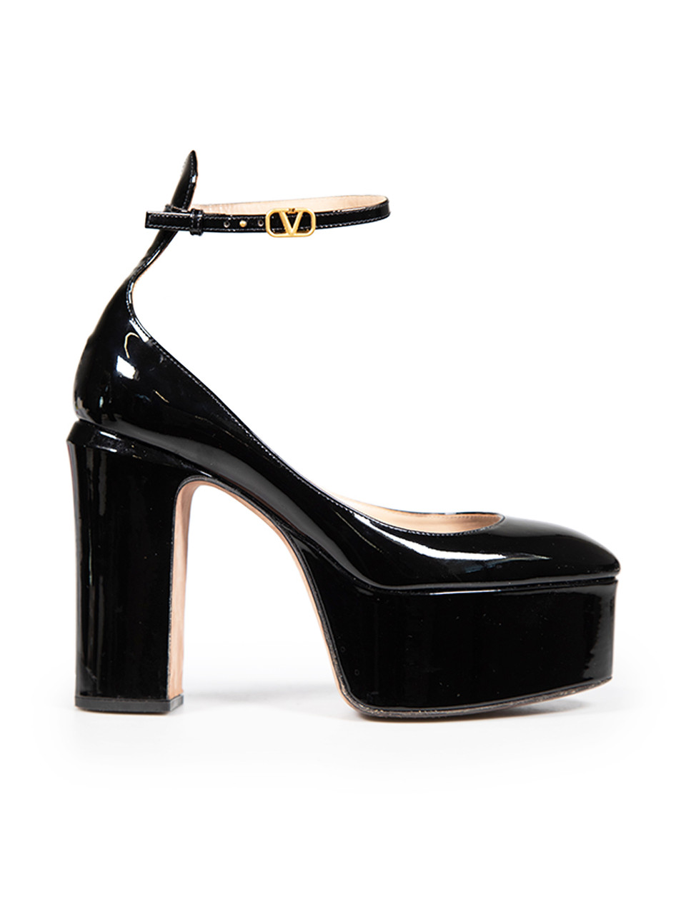 Valentino Garavani Black Patent Tan-Go Platform Pumps