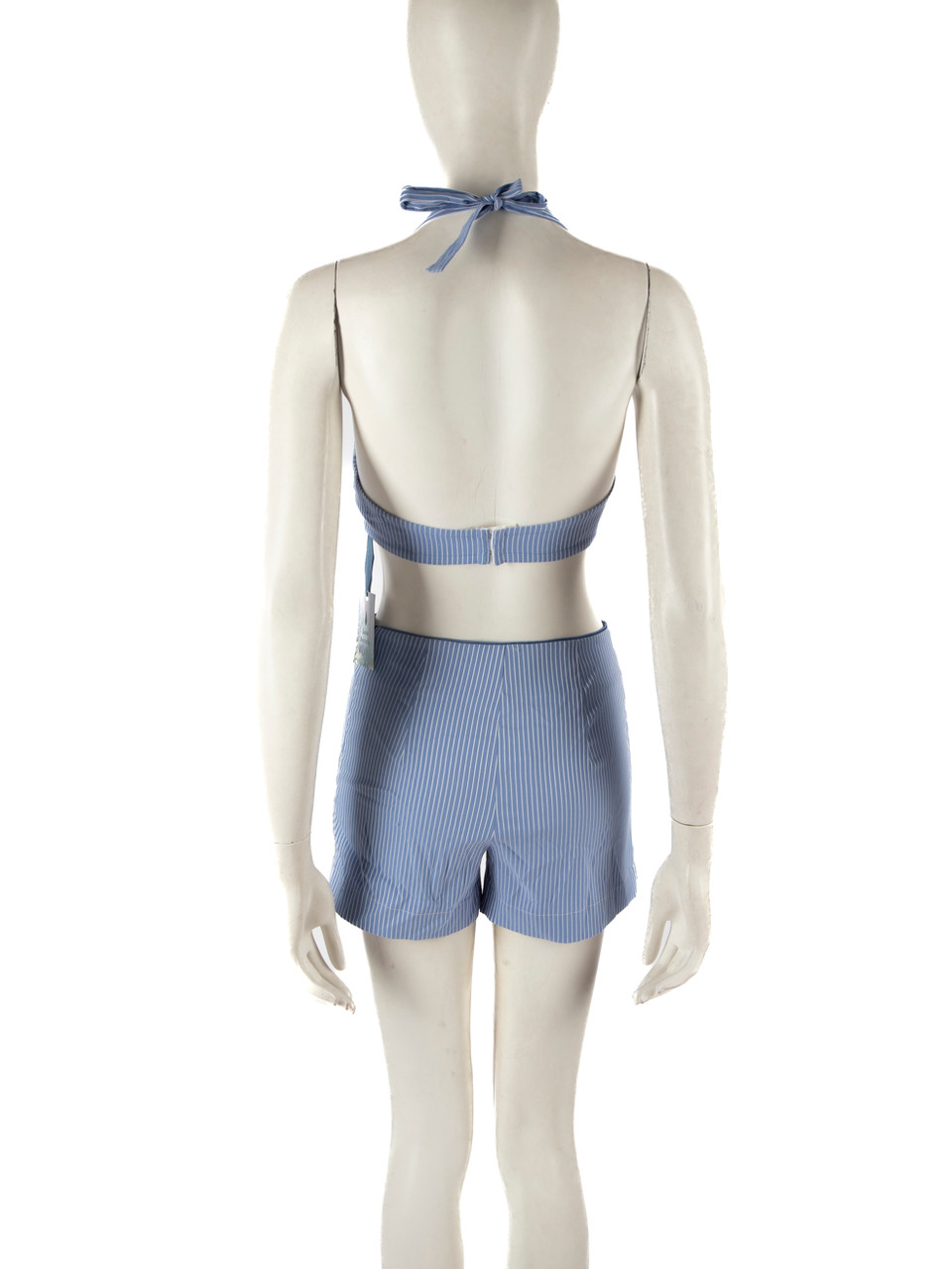 Luisa Beccaria Blue Pinstriped Top & Shorts Set