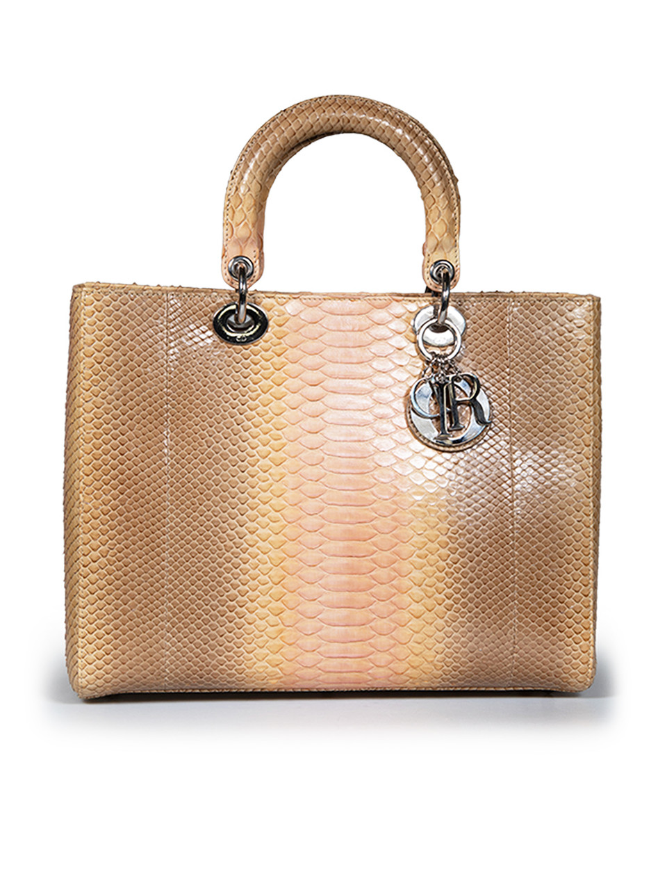 Dior Beige Ombré Python Large Lady Dior Tote Bag