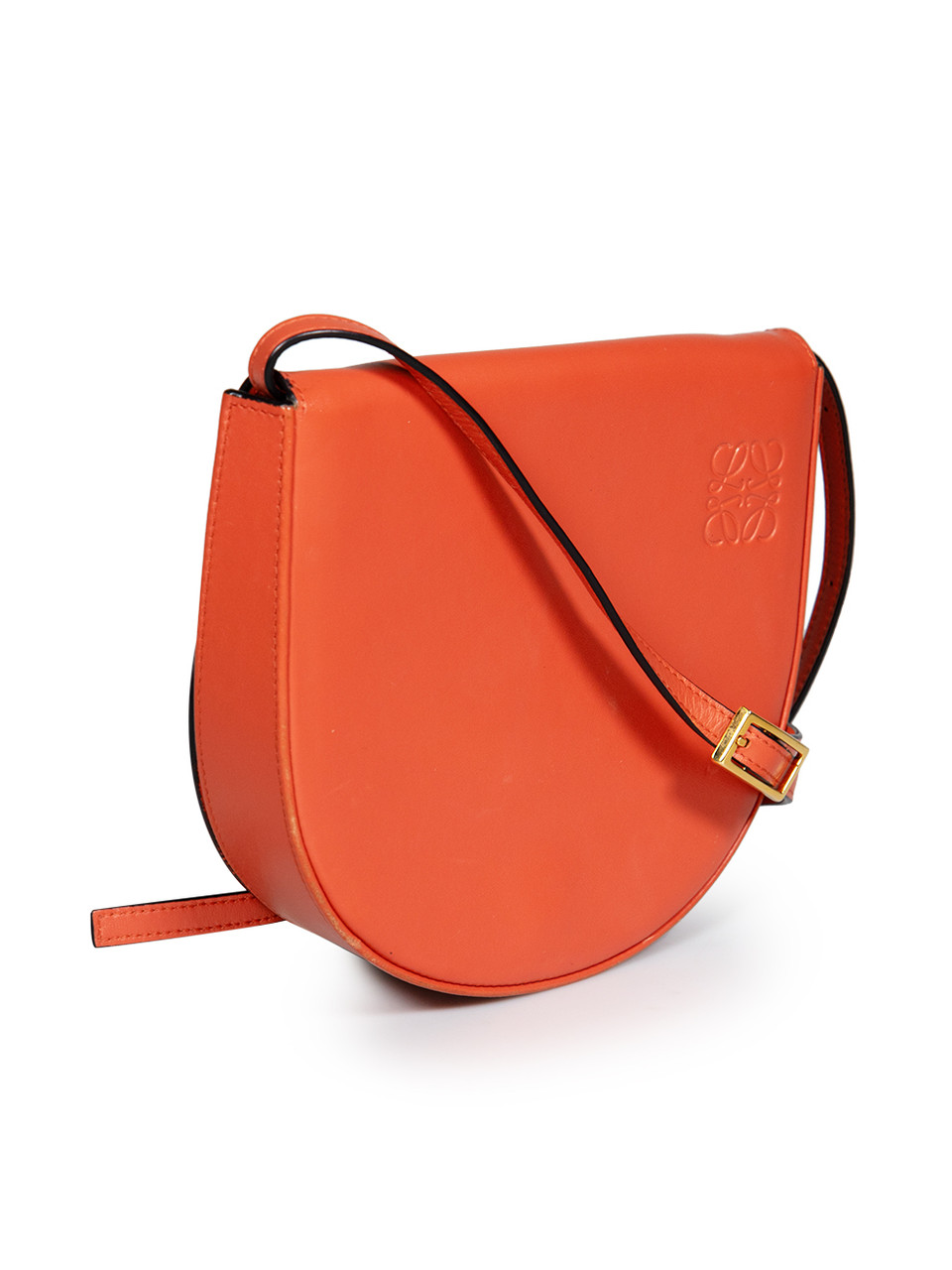 Loewe Orange Leather Heel Pouch Mini Crossbody Bag