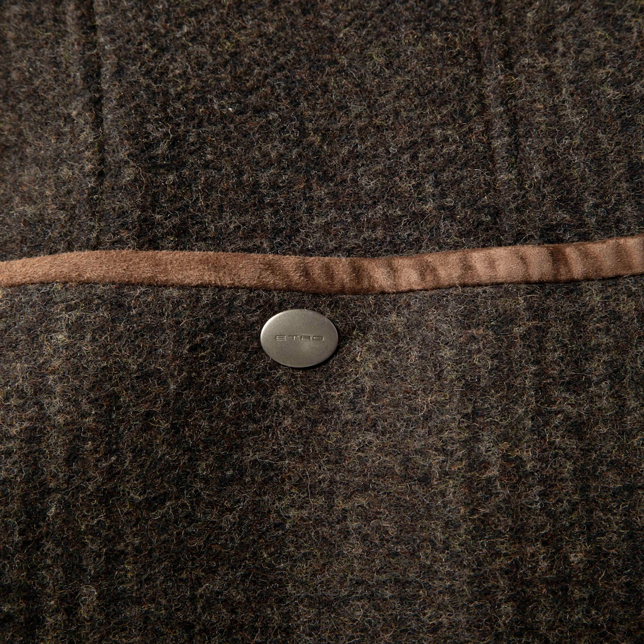 Etro Brown Check Mink Collar Coat