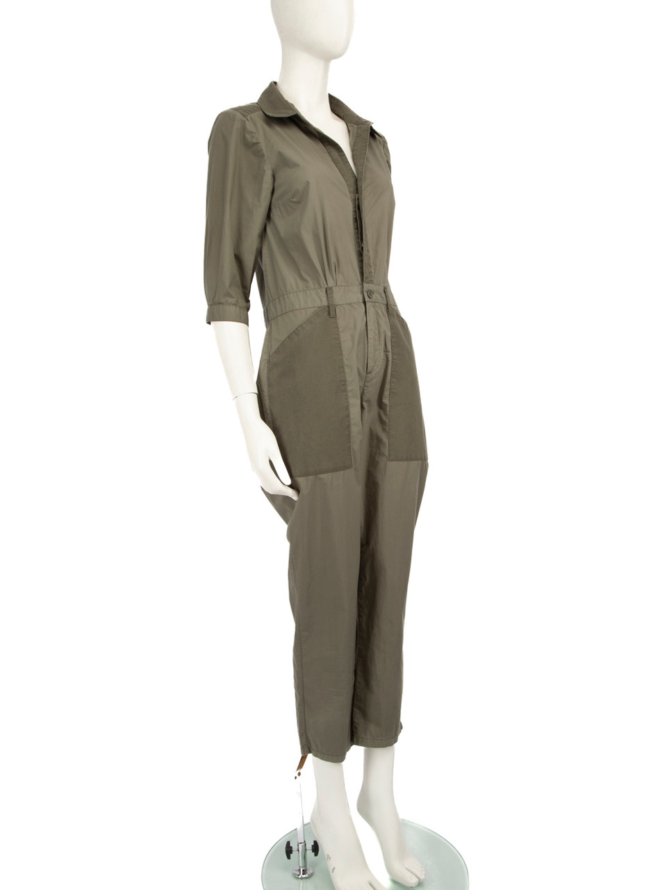 ba&sh Khaki Button Up Jumpsuit