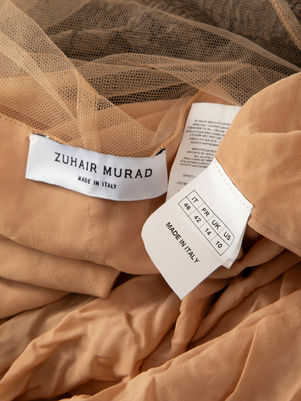 Zuhair Murad Beige & Black Embellished Tulle Gown