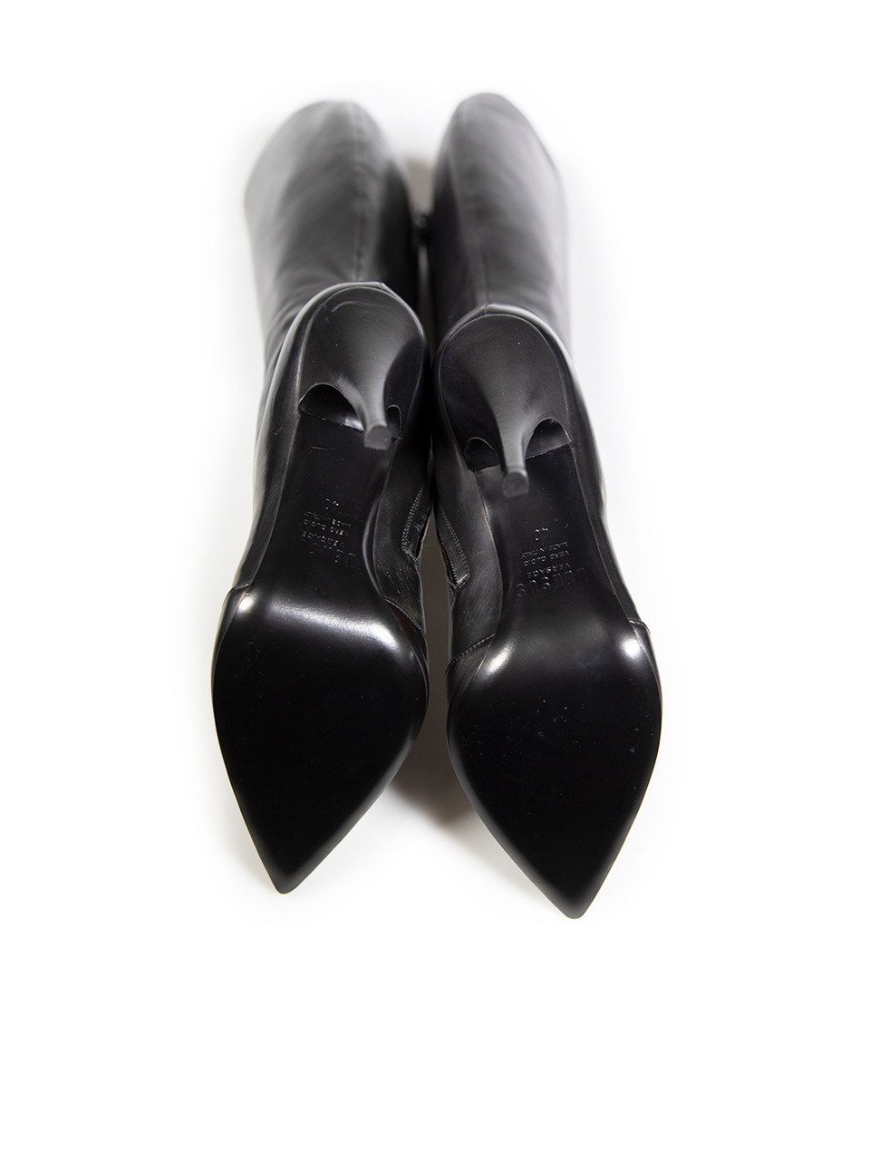 Versace Versus Versace Black Leather Pointed Toe High Heel Boots