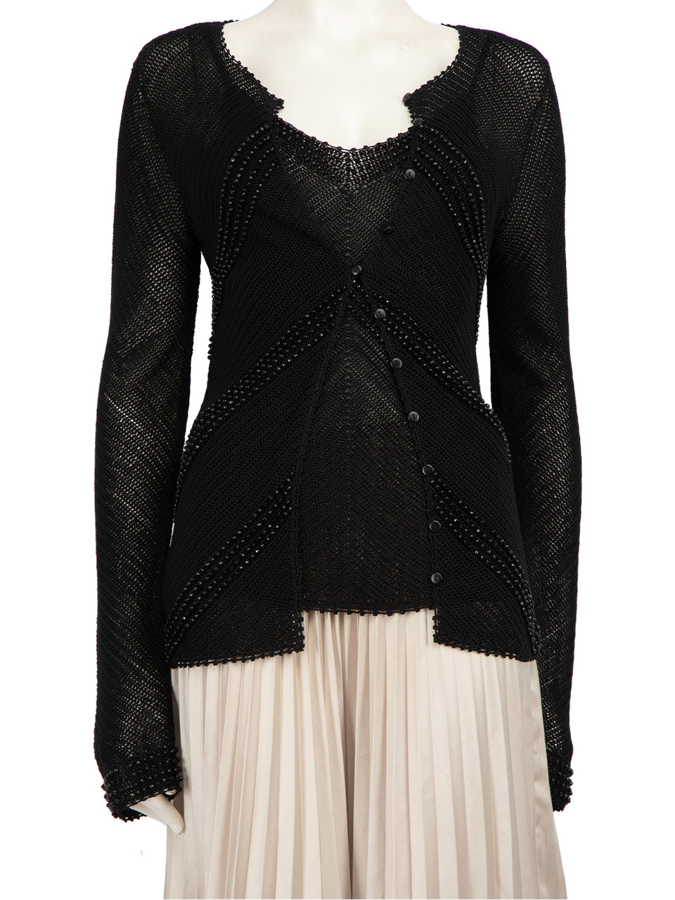 Used Armani Black Knit Beaded Vest & Cardigan Set | CSD