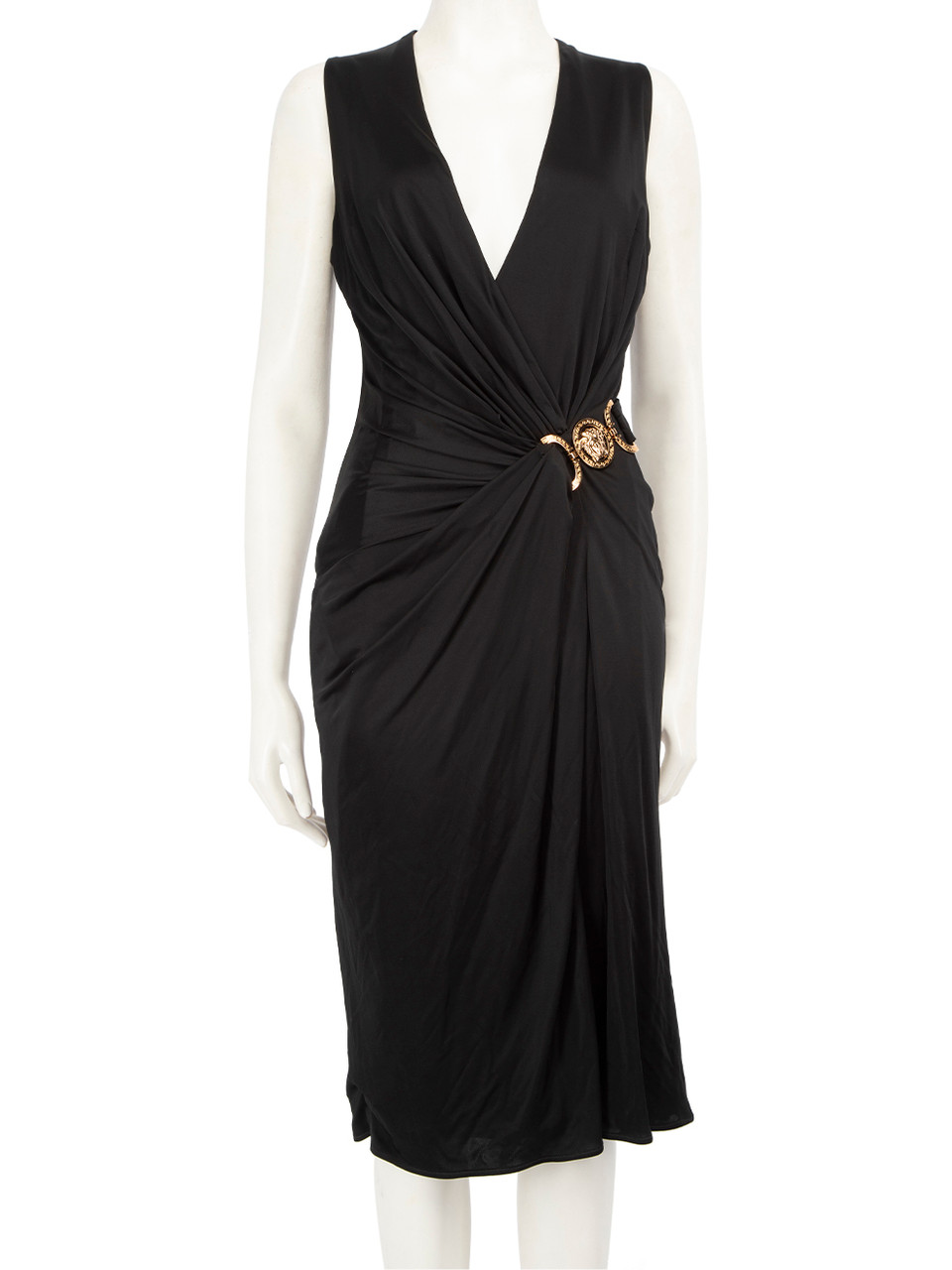 Versace Black Gold Medusa Buckle Dress