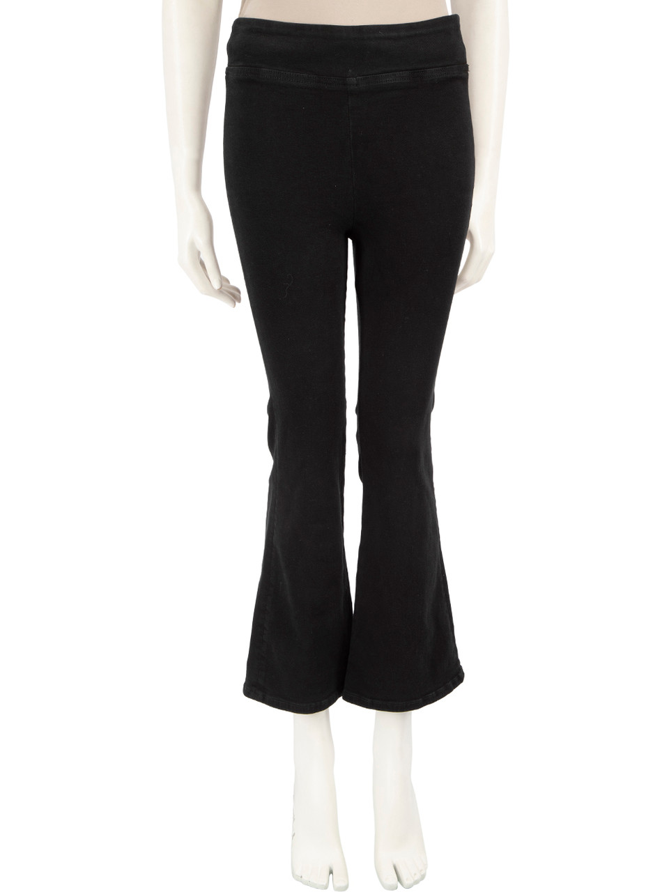 FRAME Black Jet Set Crop Mini Boot Flared Jeans