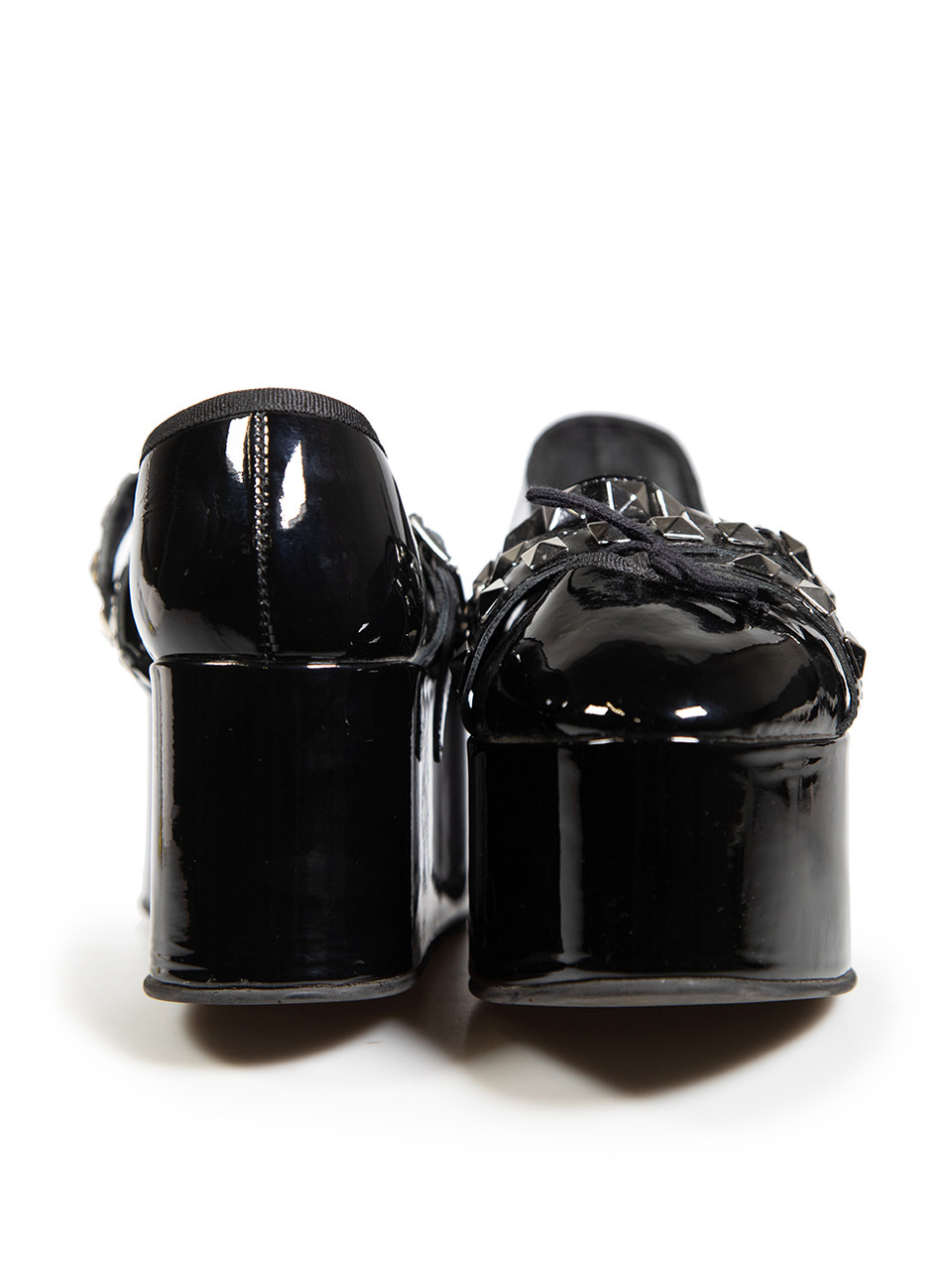 Repetto Repetto x Noir Kei Ninomiya Black Patent Studded Platforms