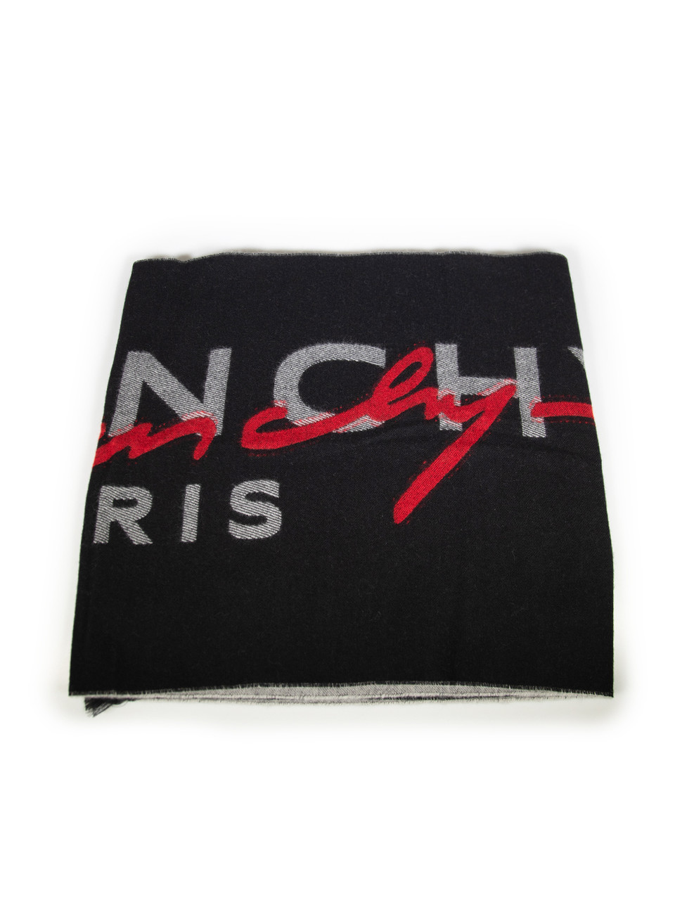 Givenchy Black Wool Logo Scarf