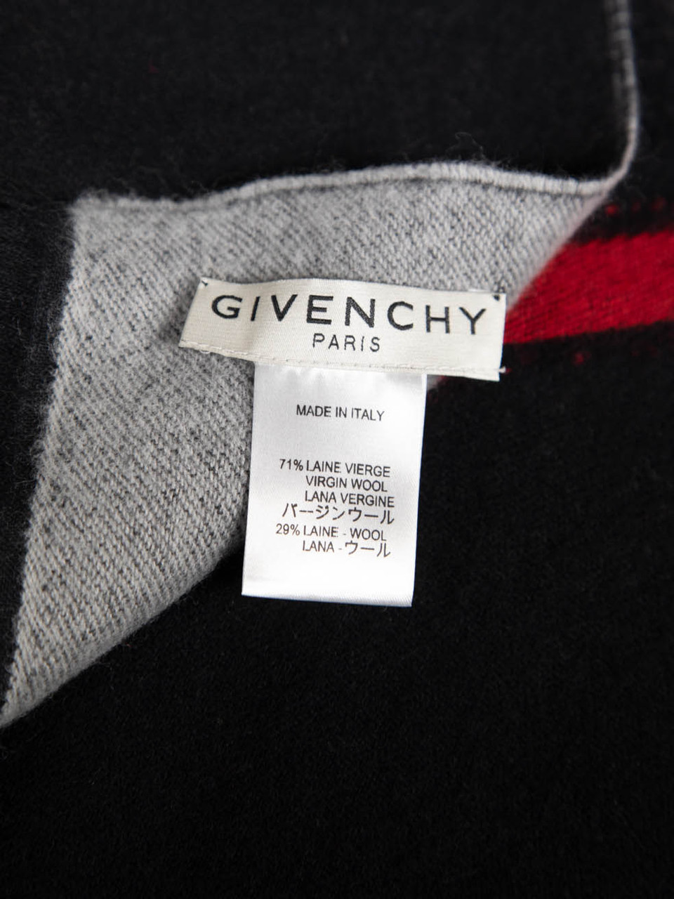 Givenchy Black Wool Logo Scarf