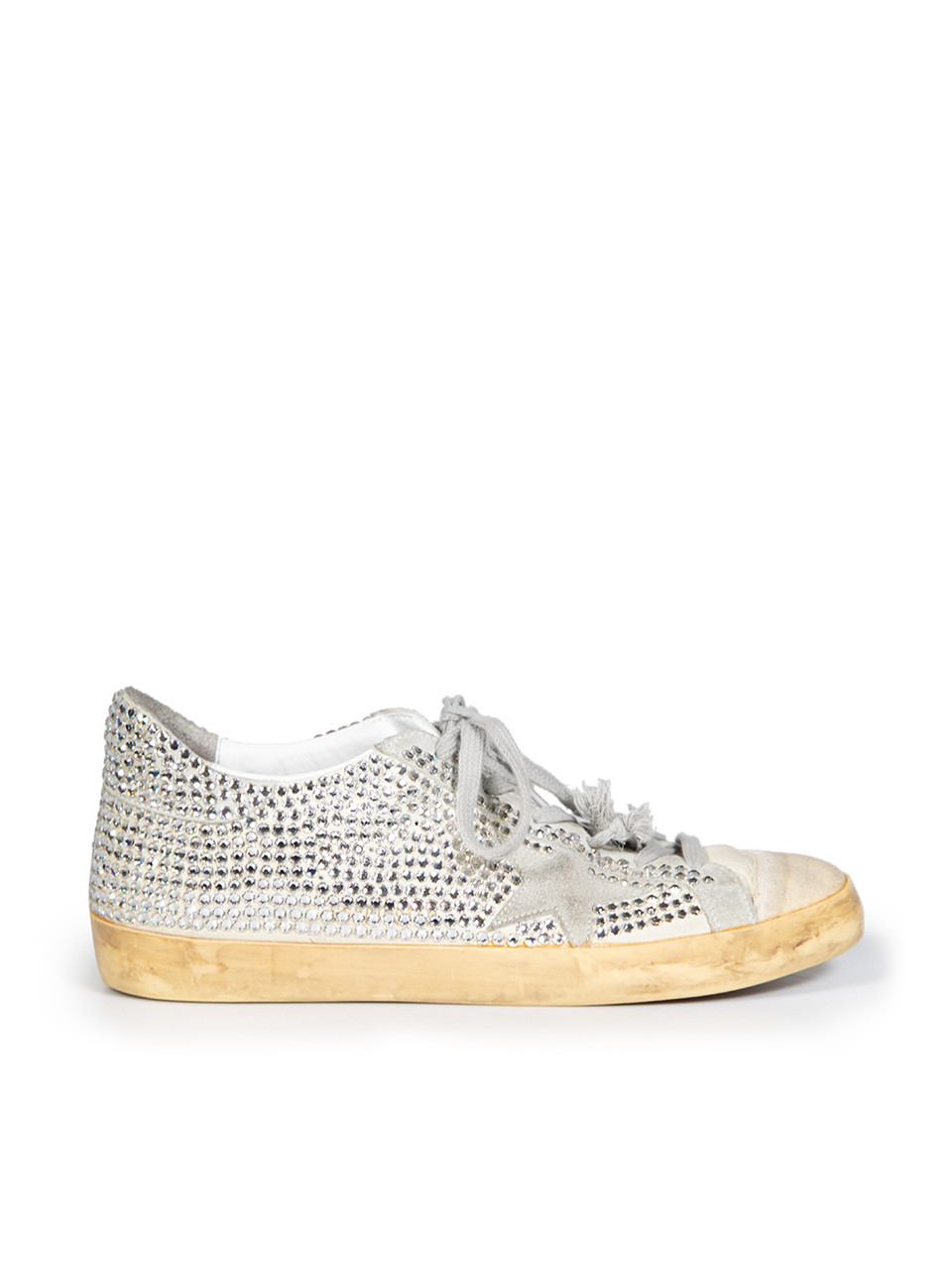 Golden Goose Silver Swarovski Nubuck Super-Star