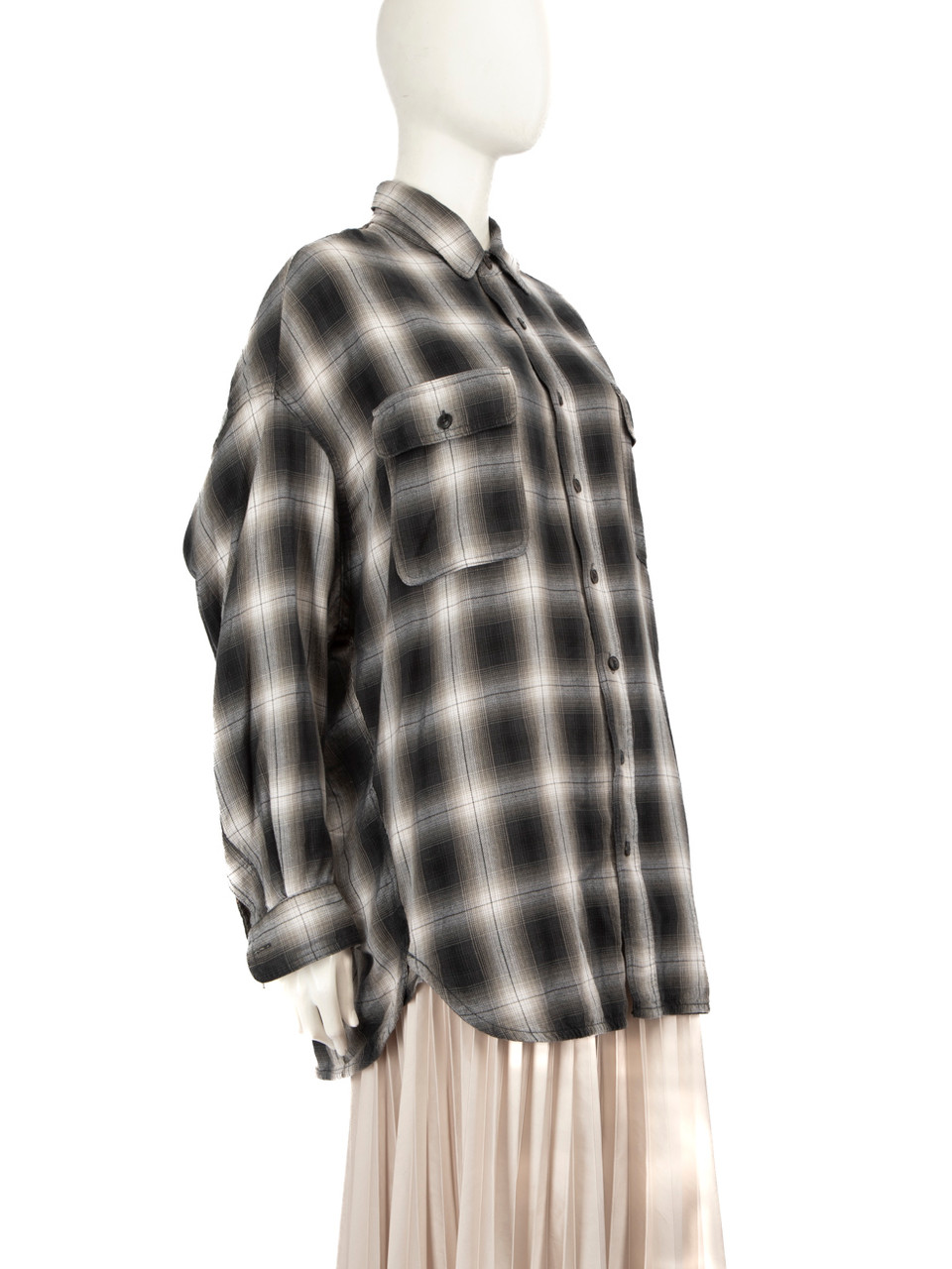 R13 Grey Plaid Oversized Shirt