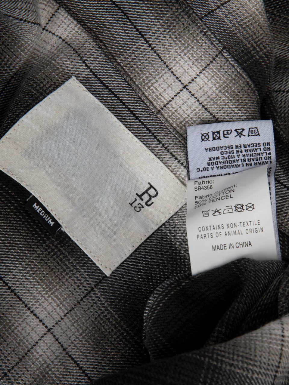 R13 Grey Plaid Oversized Shirt
