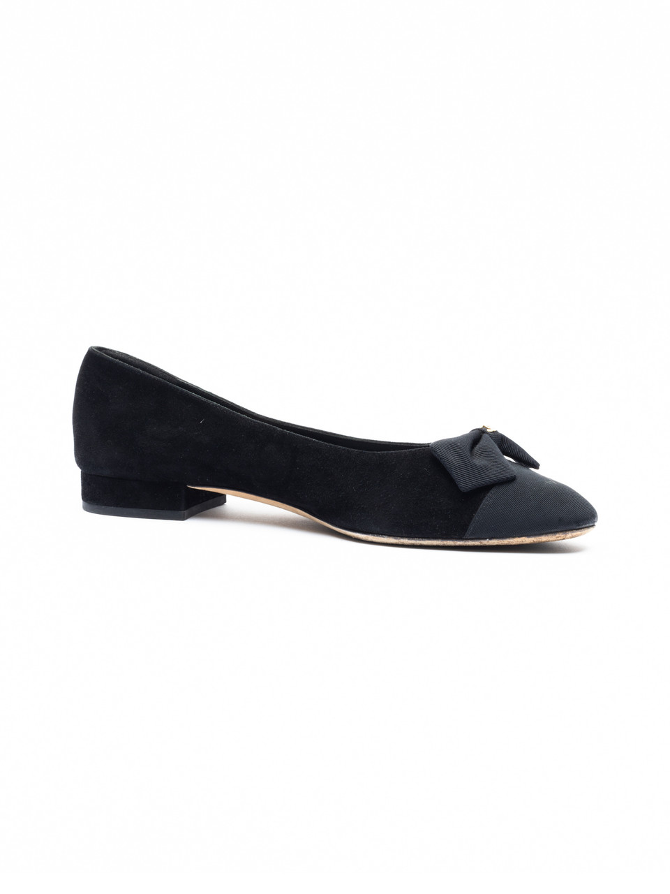 Chanel Black Suede Ballerinas with Grossgrain Bow