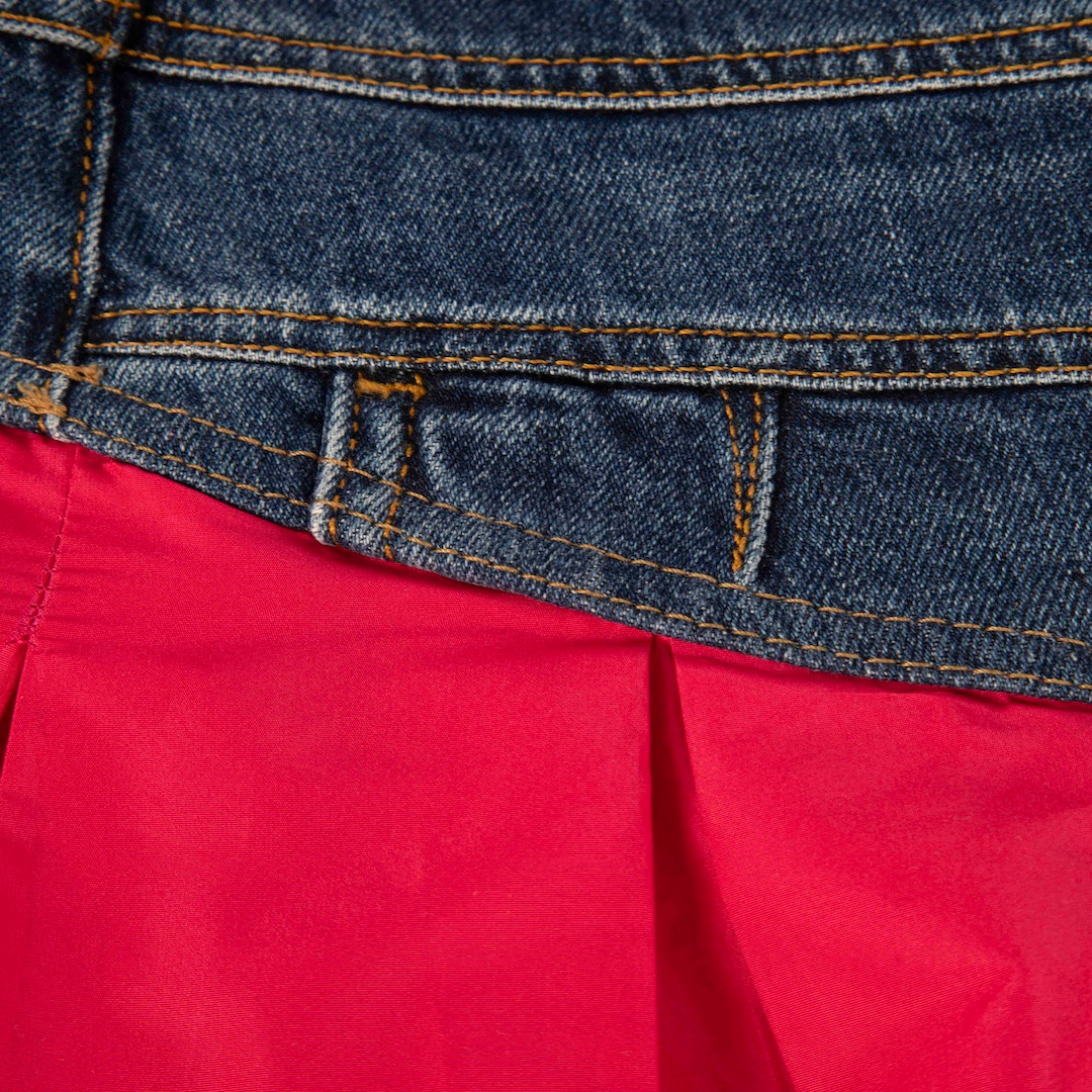 Pinko Reimagine Pinko x Patrick McDowell Panelled Denim Pink Pleated Skirt