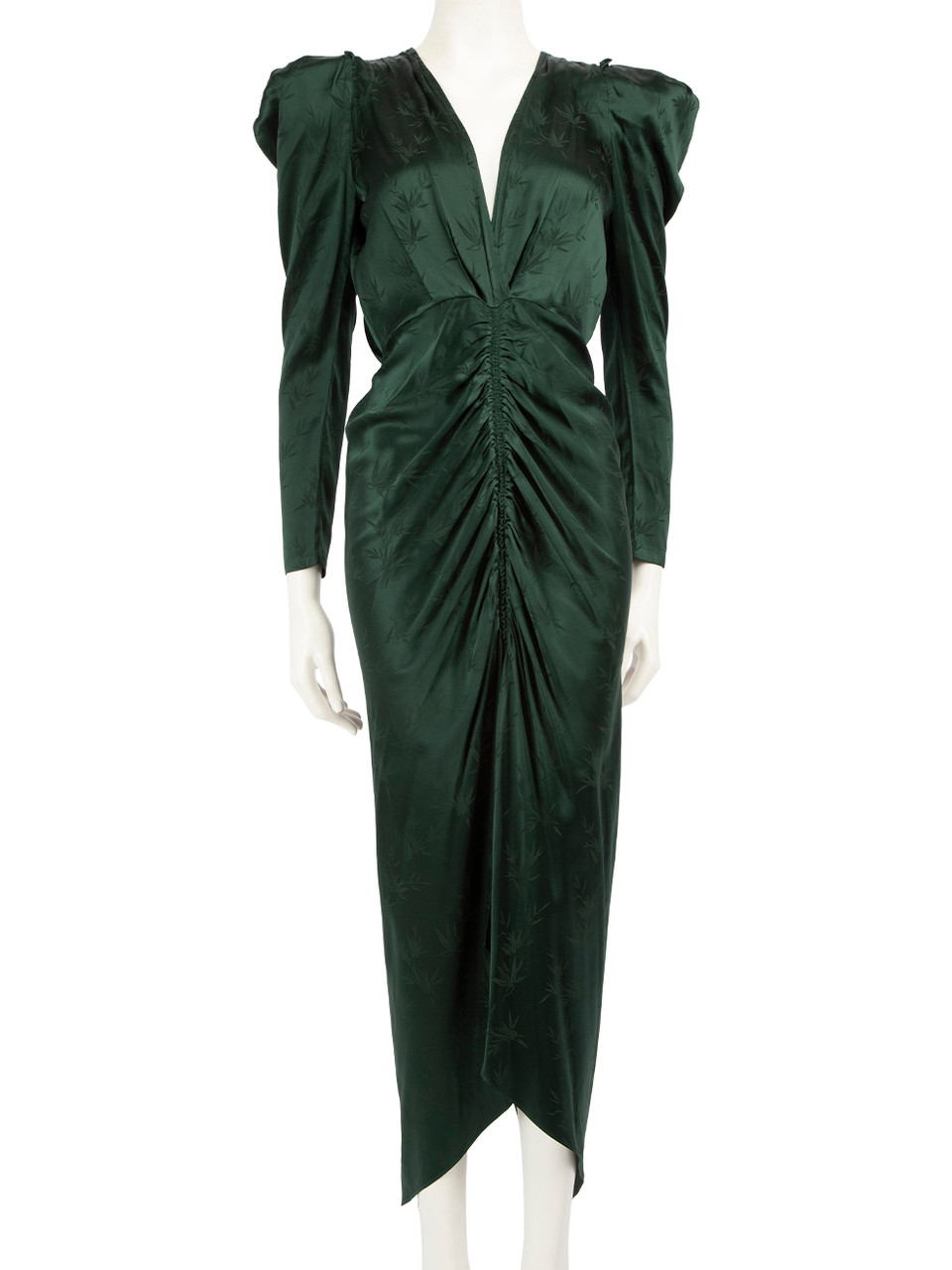 Ronny Kobo Green Silk V-Neck Maxi Dress